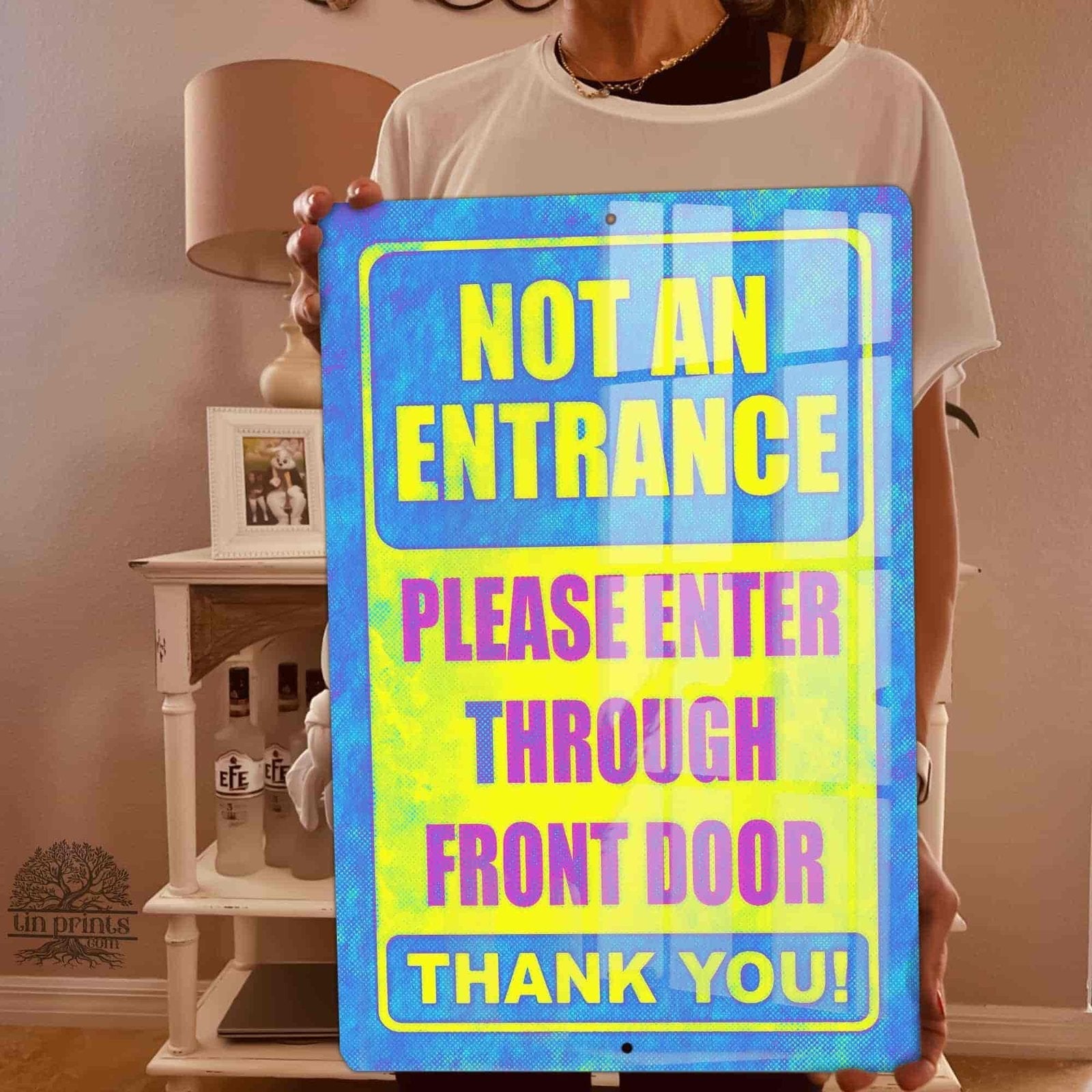 1020.dogs In Yard Do Not Enter Metal Tin Sign, 12x18 in, Indoor/Outdoor Decorative Sign - a4