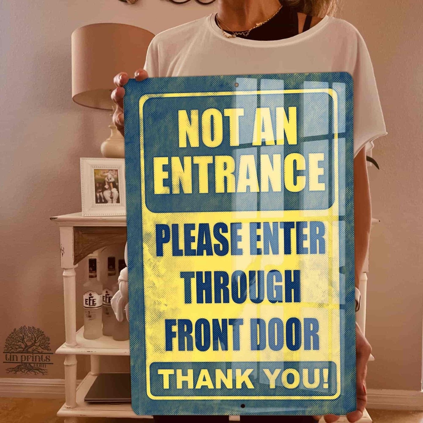 1020.dogs In Yard Do Not Enter Metal Tin Sign, 12x18 in, Indoor/Outdoor Decorative Sign - a4