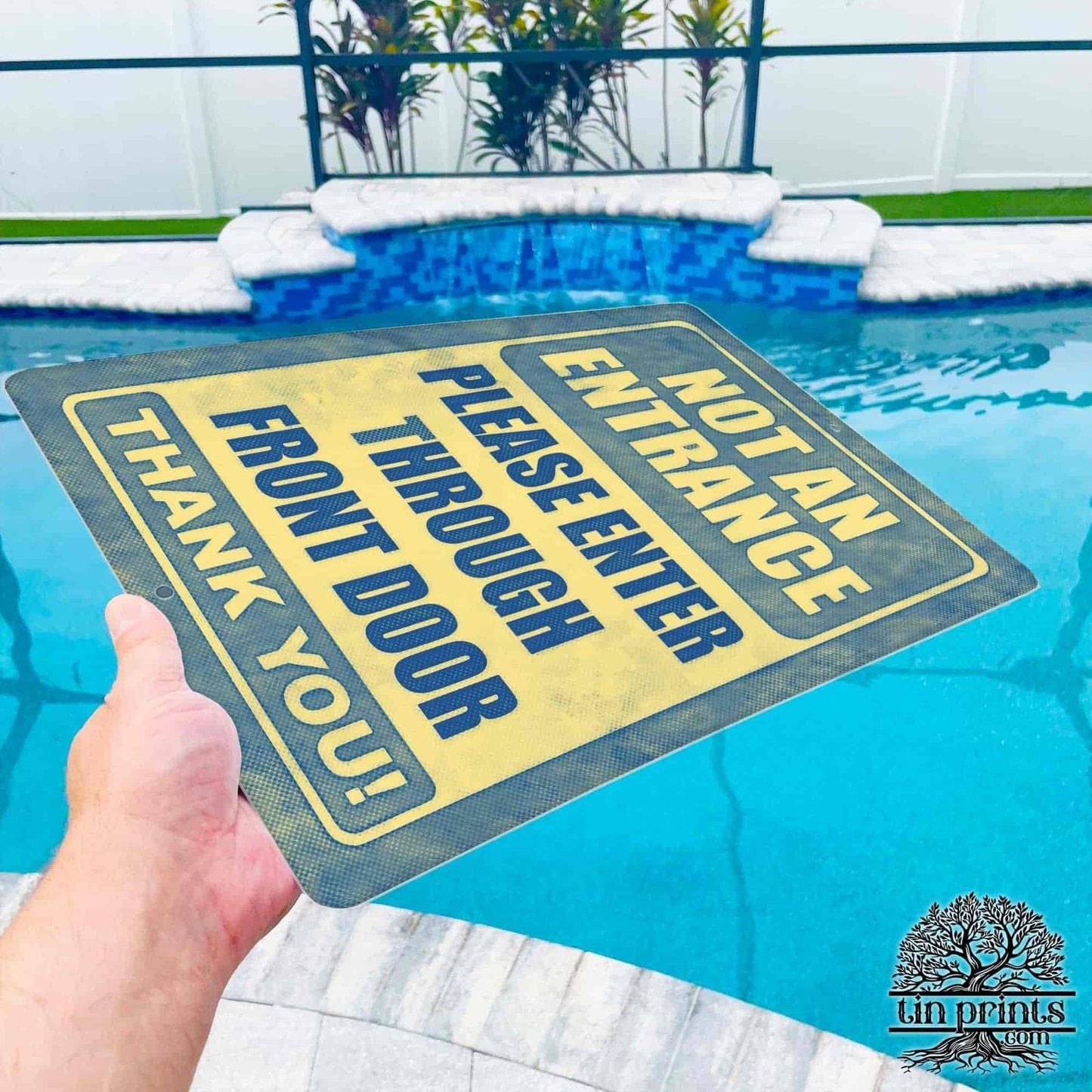 1020.dogs In Yard Do Not Enter Metal Tin Sign, 12x18 in, Indoor/Outdoor Decorative Sign - a4