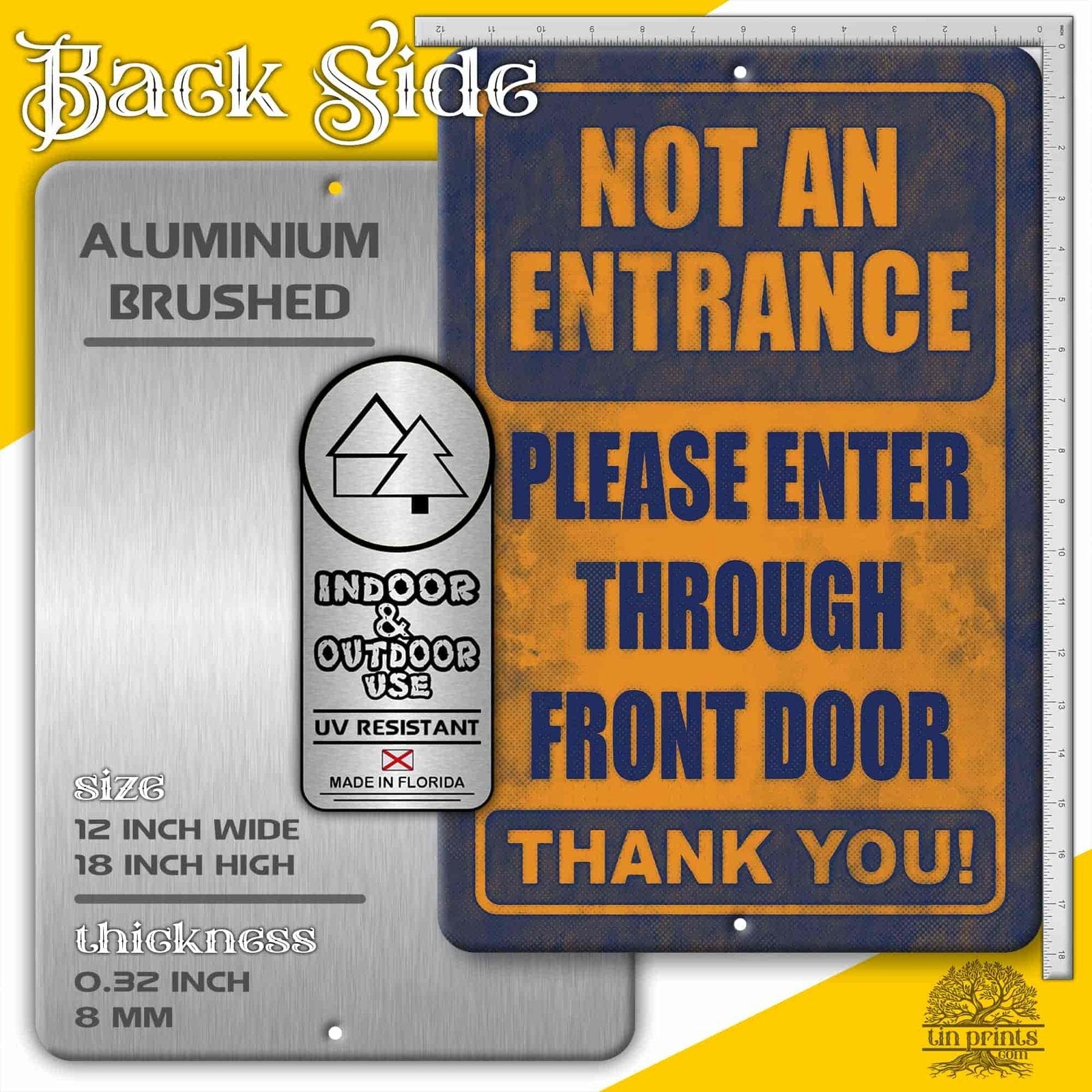 1020.dogs In Yard Do Not Enter Metal Tin Sign, 12x18 in, Indoor/Outdoor Decorative Sign - a4