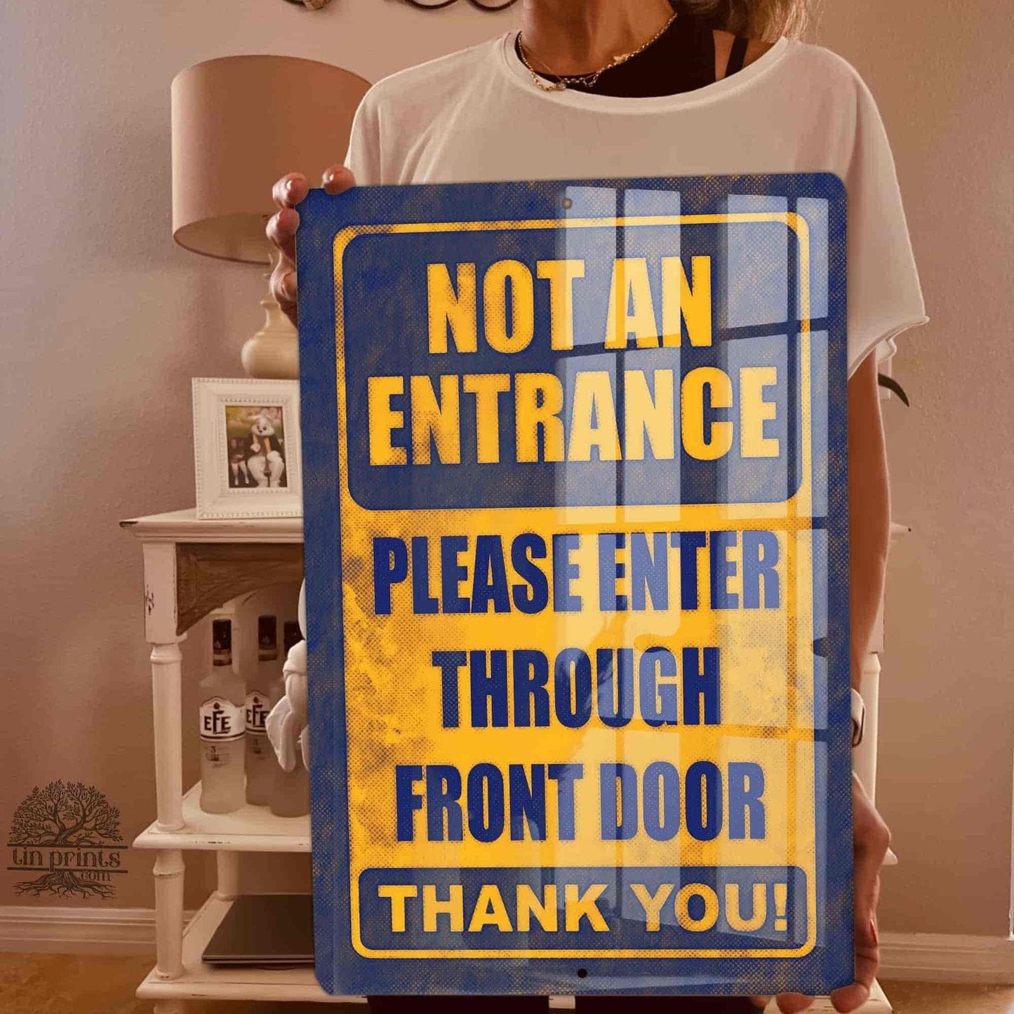 1020.dogs In Yard Do Not Enter Metal Tin Sign, 12x18 in, Indoor/Outdoor Decorative Sign - a4