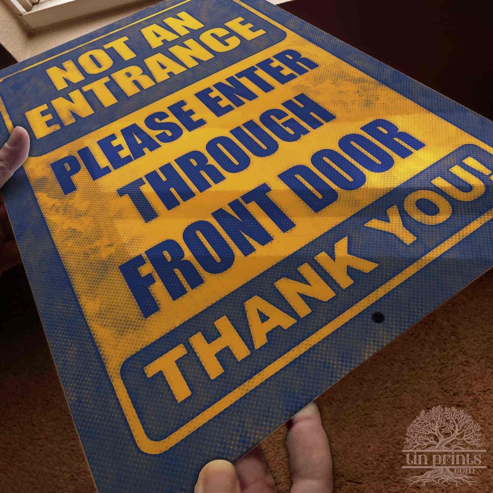 1020.dogs In Yard Do Not Enter Metal Tin Sign, 12x18 in, Indoor/Outdoor Decorative Sign - a4