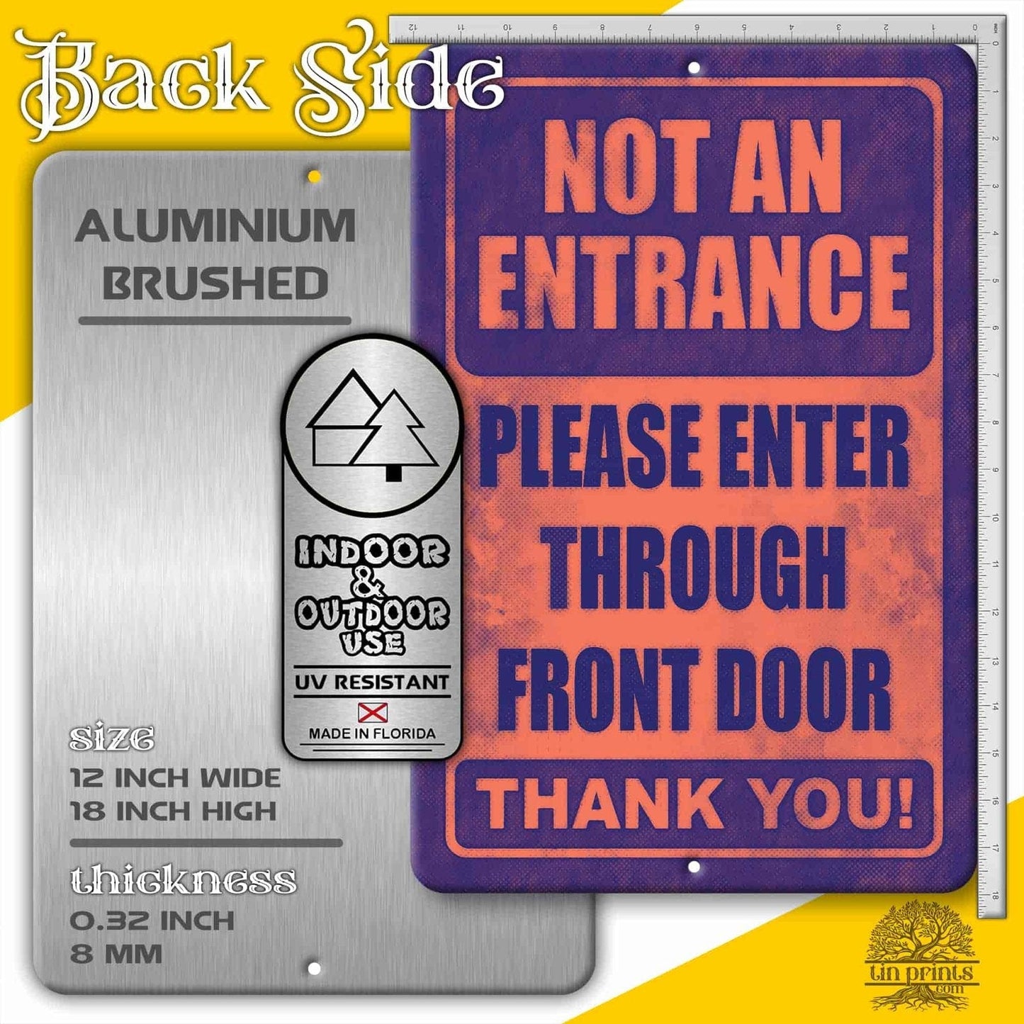 1020.dogs In Yard Do Not Enter Metal Tin Sign, 12x18 in, Indoor/Outdoor Decorative Sign - a4