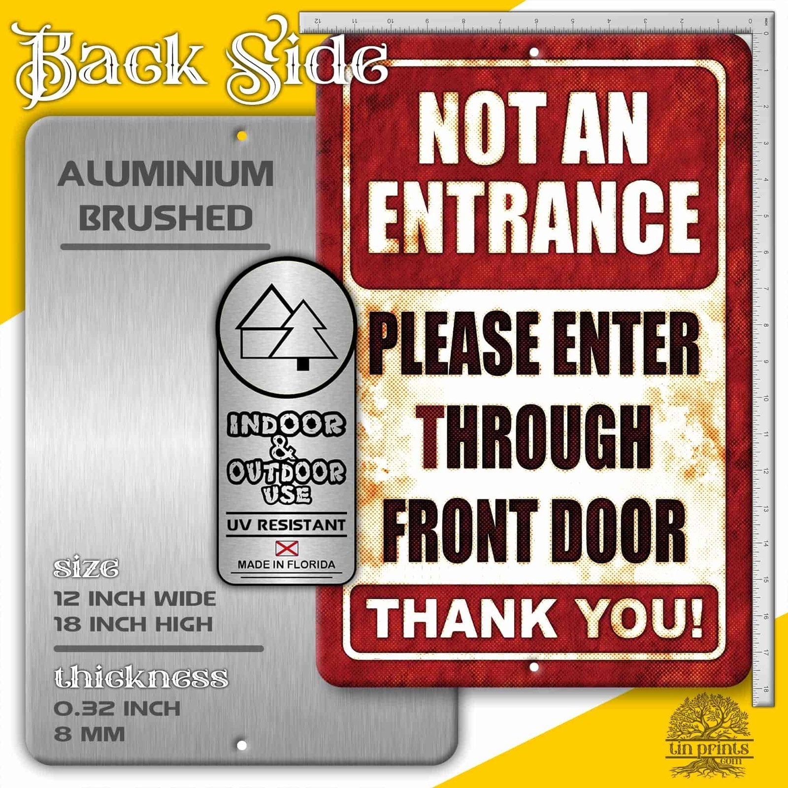 1020.dogs In Yard Do Not Enter Metal Tin Sign, 12x18 in, Indoor/Outdoor Decorative Sign - a4