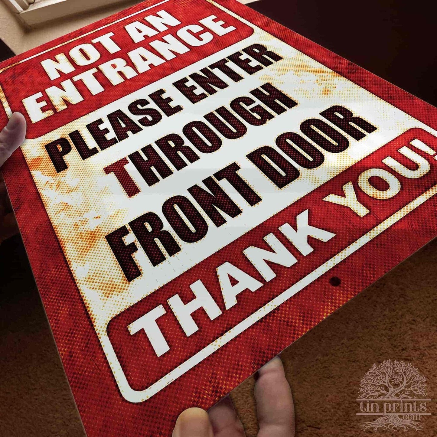 1020.dogs In Yard Do Not Enter Metal Tin Sign, 12x18 in, Indoor/Outdoor Decorative Sign - a4