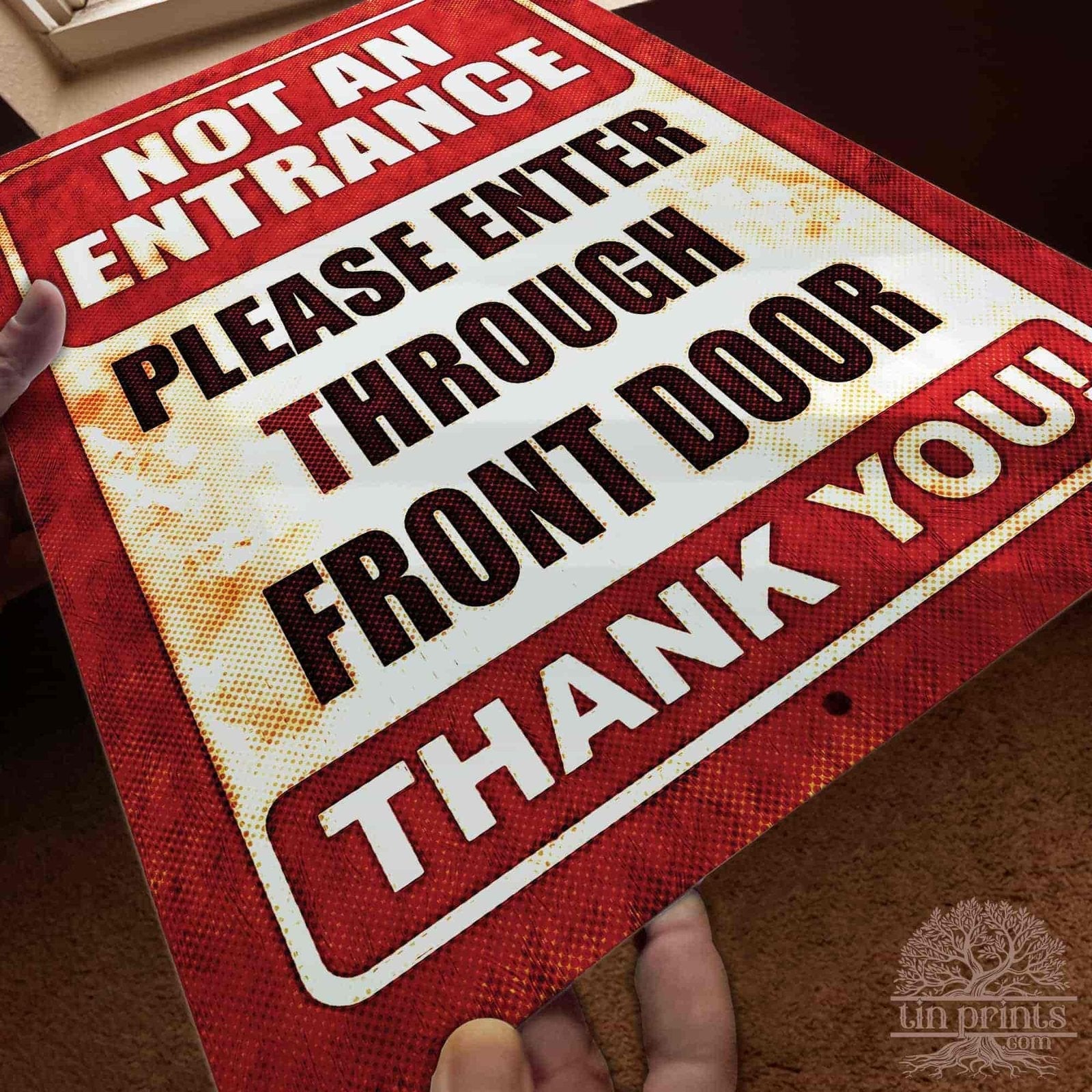 1020.dogs In Yard Do Not Enter Metal Tin Sign, 12x18 in, Indoor/Outdoor Decorative Sign - a4