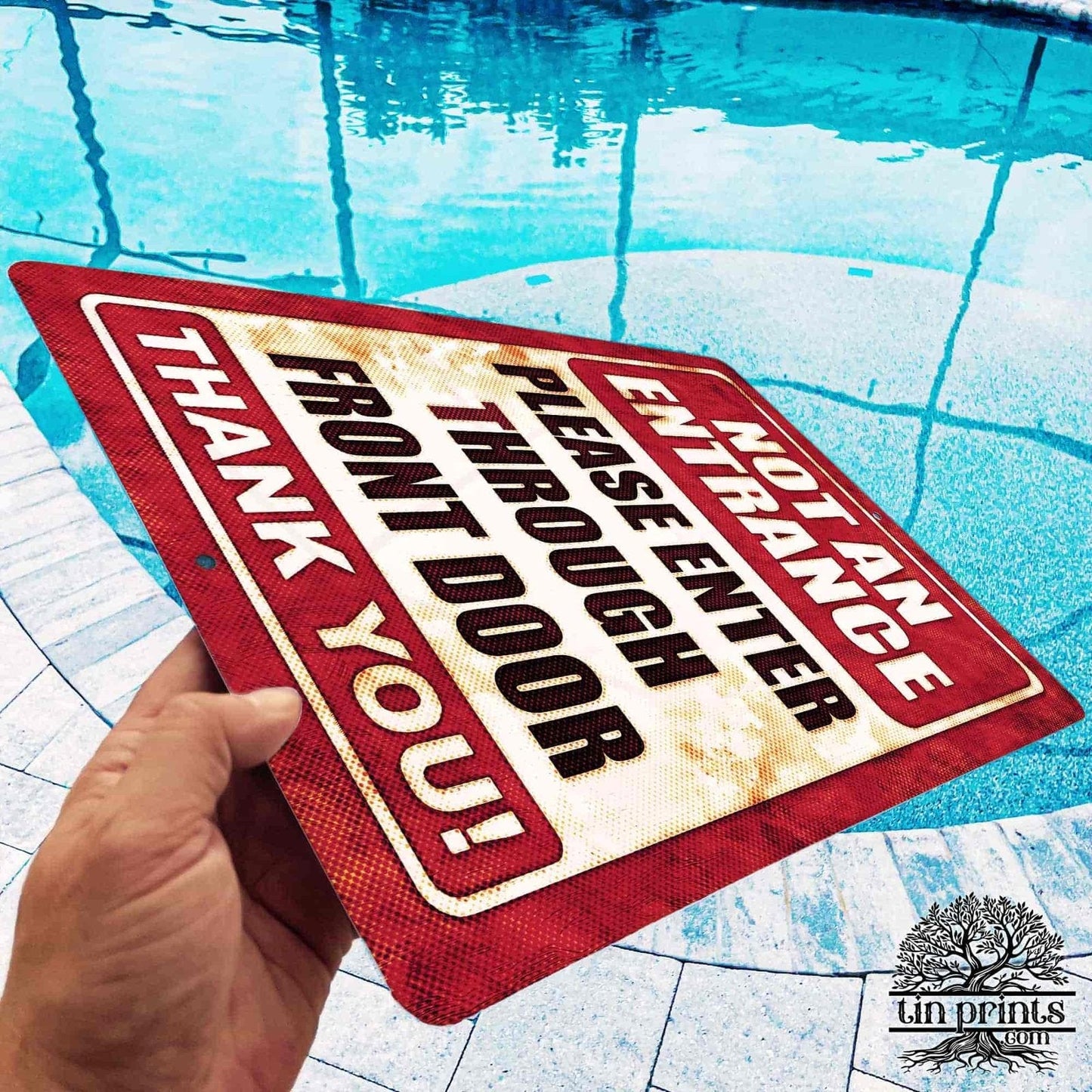 1020.dogs In Yard Do Not Enter Metal Tin Sign, 12x18 in, Indoor/Outdoor Decorative Sign - a4