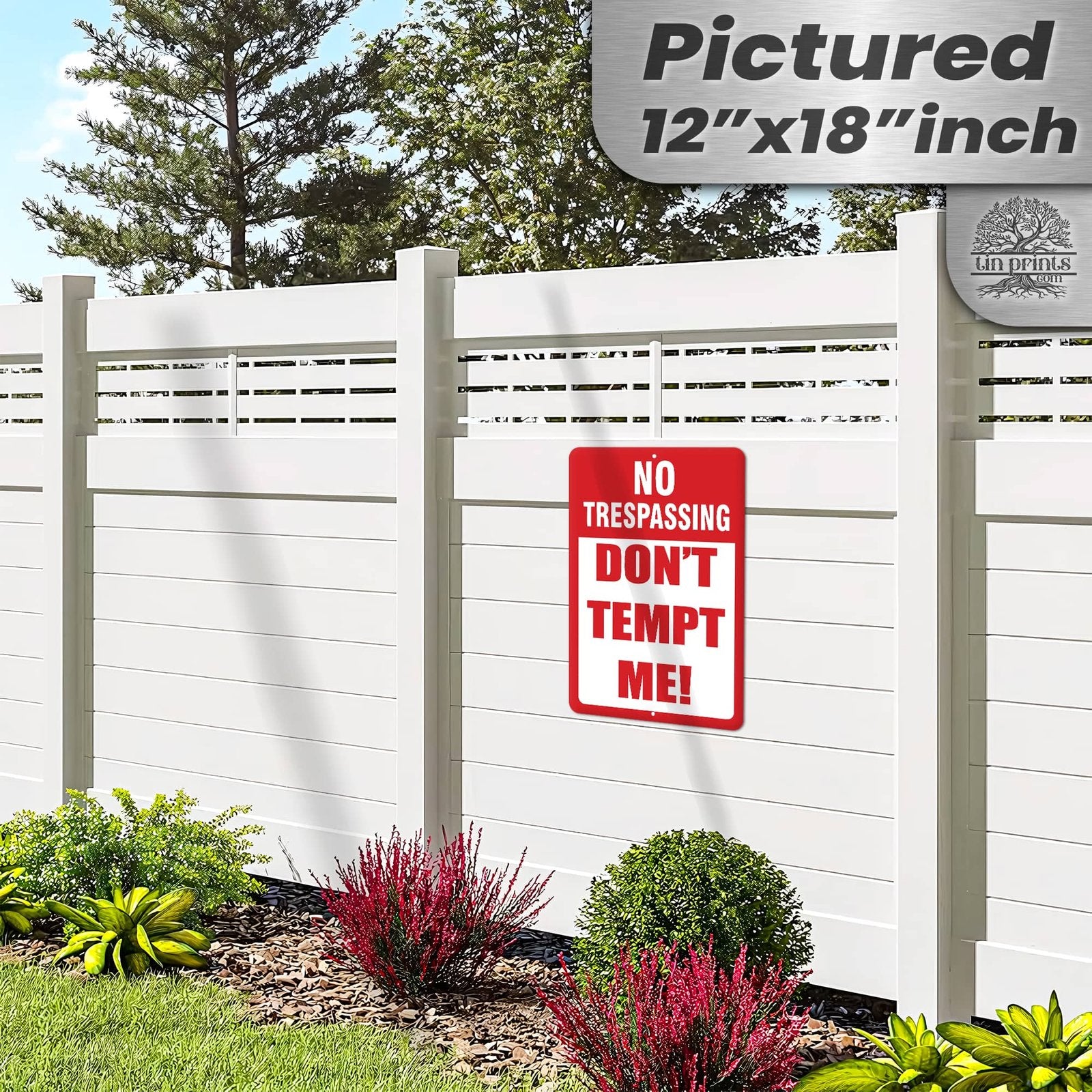 1024.dogs In Yard Do Not Enter Metal Tin Sign, 12x18 in, Indoor/Outdoor Decorative Sign - a4