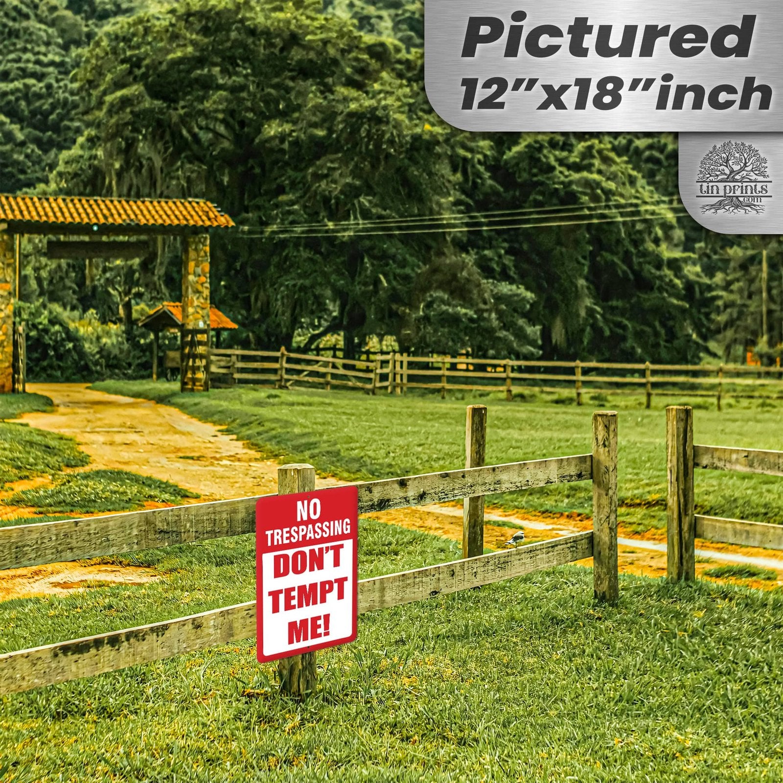 1024.dogs In Yard Do Not Enter Metal Tin Sign, 12x18 in, Indoor/Outdoor Decorative Sign - a4