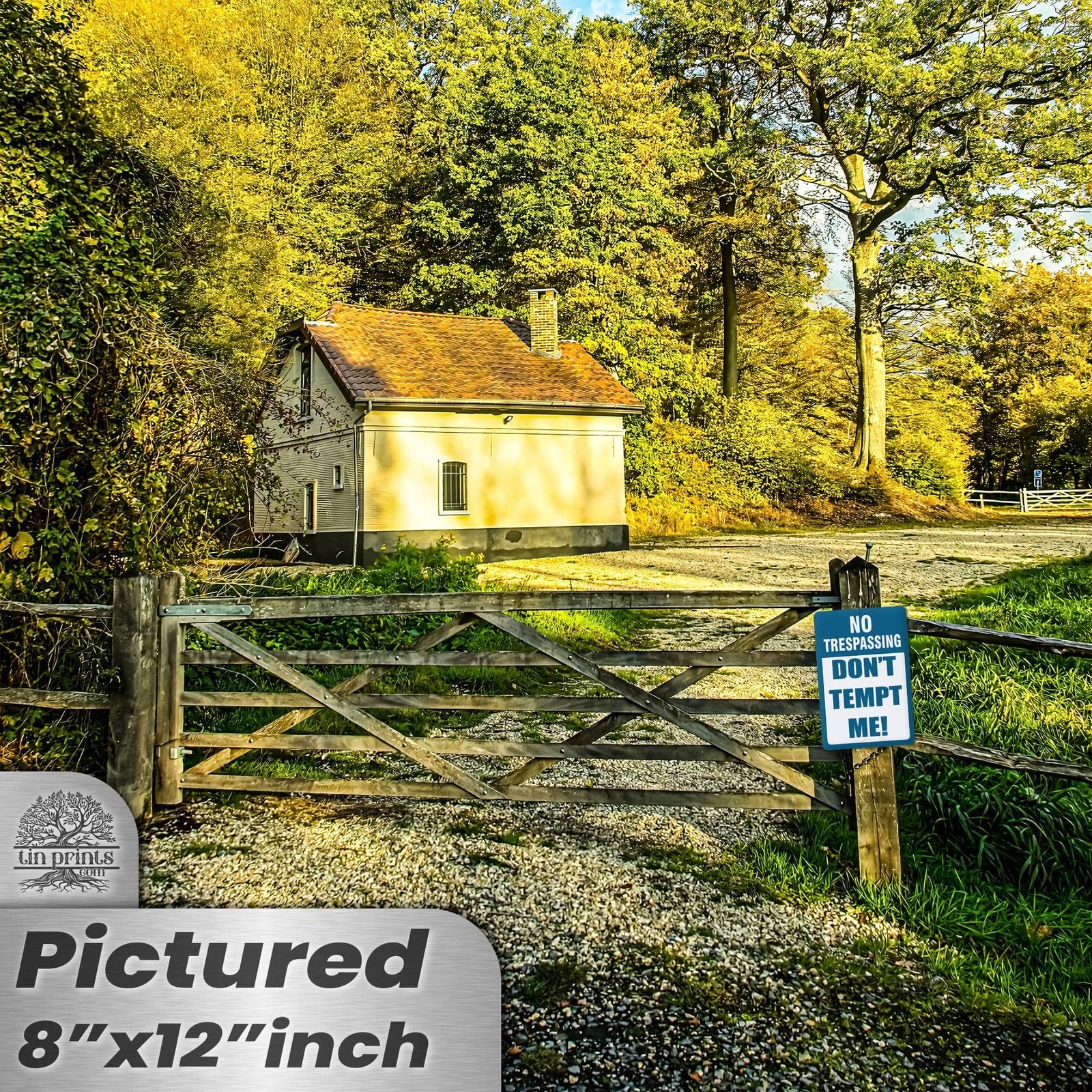 No Trespassing: Do Not Tempt Me Sign, Tin Metal 12x18, Rustproof Indoor/Outdoor