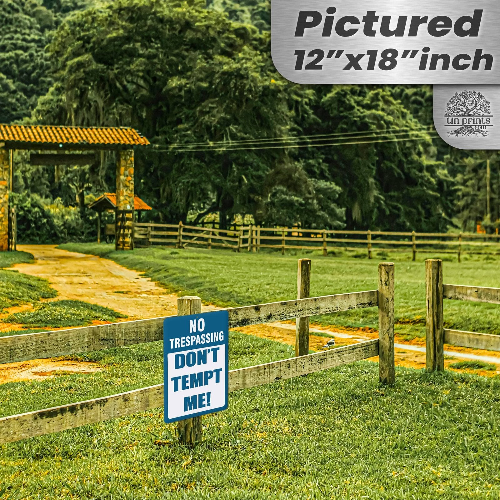 1024.dogs In Yard Do Not Enter Metal Tin Sign, 12x18 in, Indoor/Outdoor Decorative Sign - a4