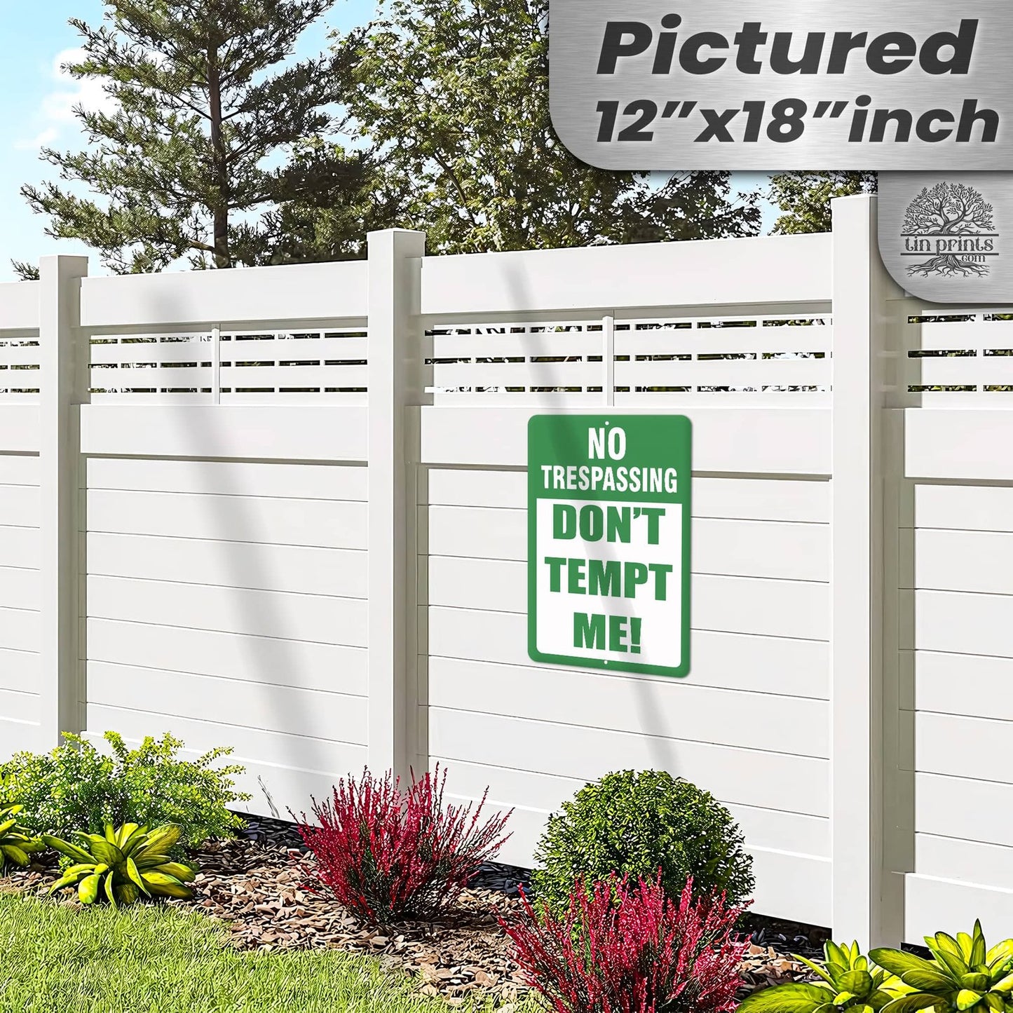 1024.dogs In Yard Do Not Enter Metal Tin Sign, 12x18 in, Indoor/Outdoor Decorative Sign - a4