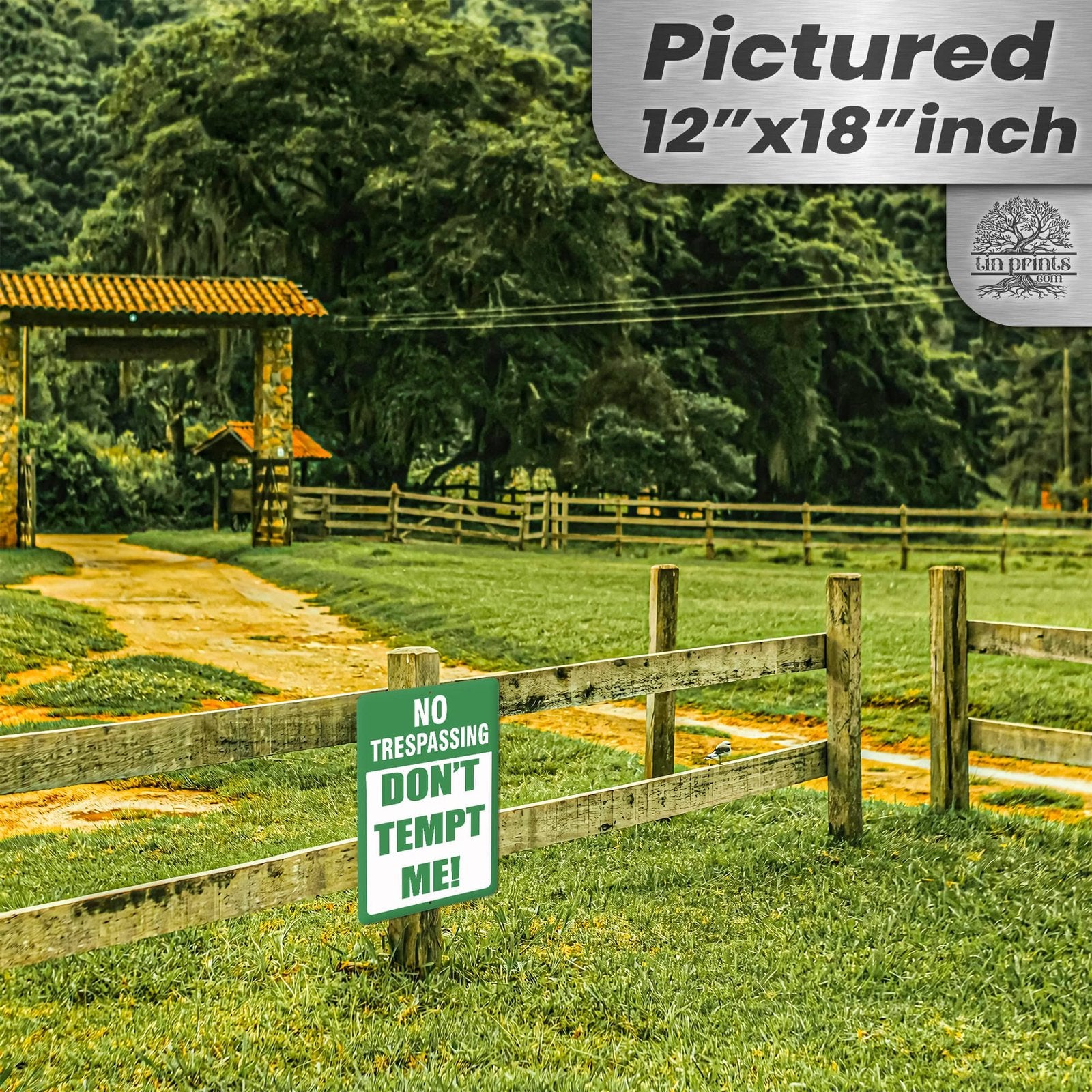 1024.dogs In Yard Do Not Enter Metal Tin Sign, 12x18 in, Indoor/Outdoor Decorative Sign - a4