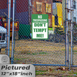 No Trespassing: Do Not Tempt Me Sign, Tin Metal 12x18, Rustproof Indoor/Outdoor