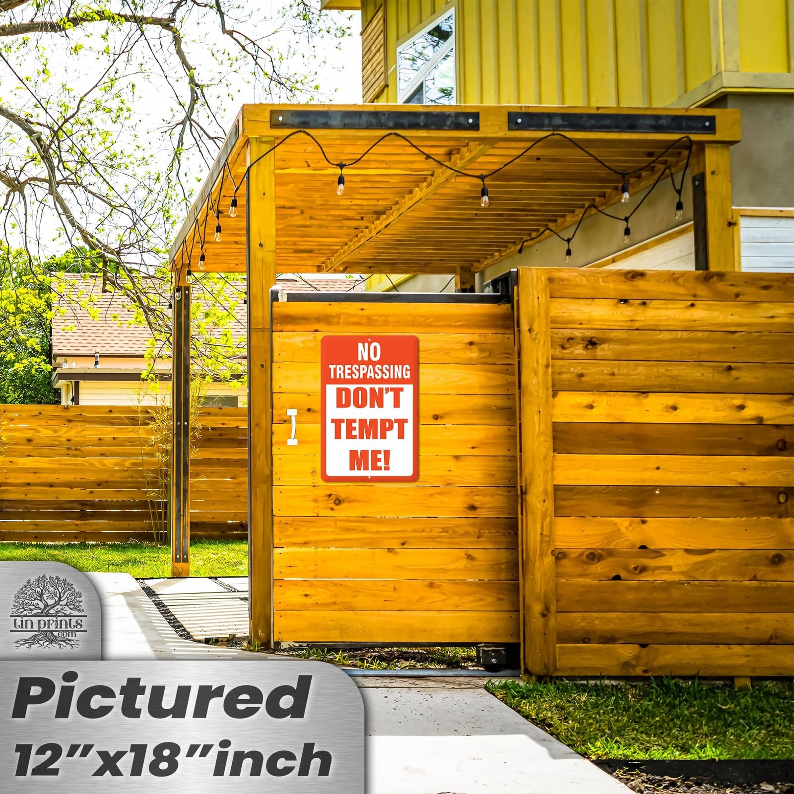 1024.dogs In Yard Do Not Enter Metal Tin Sign, 12x18 in, Indoor/Outdoor Decorative Sign - a4