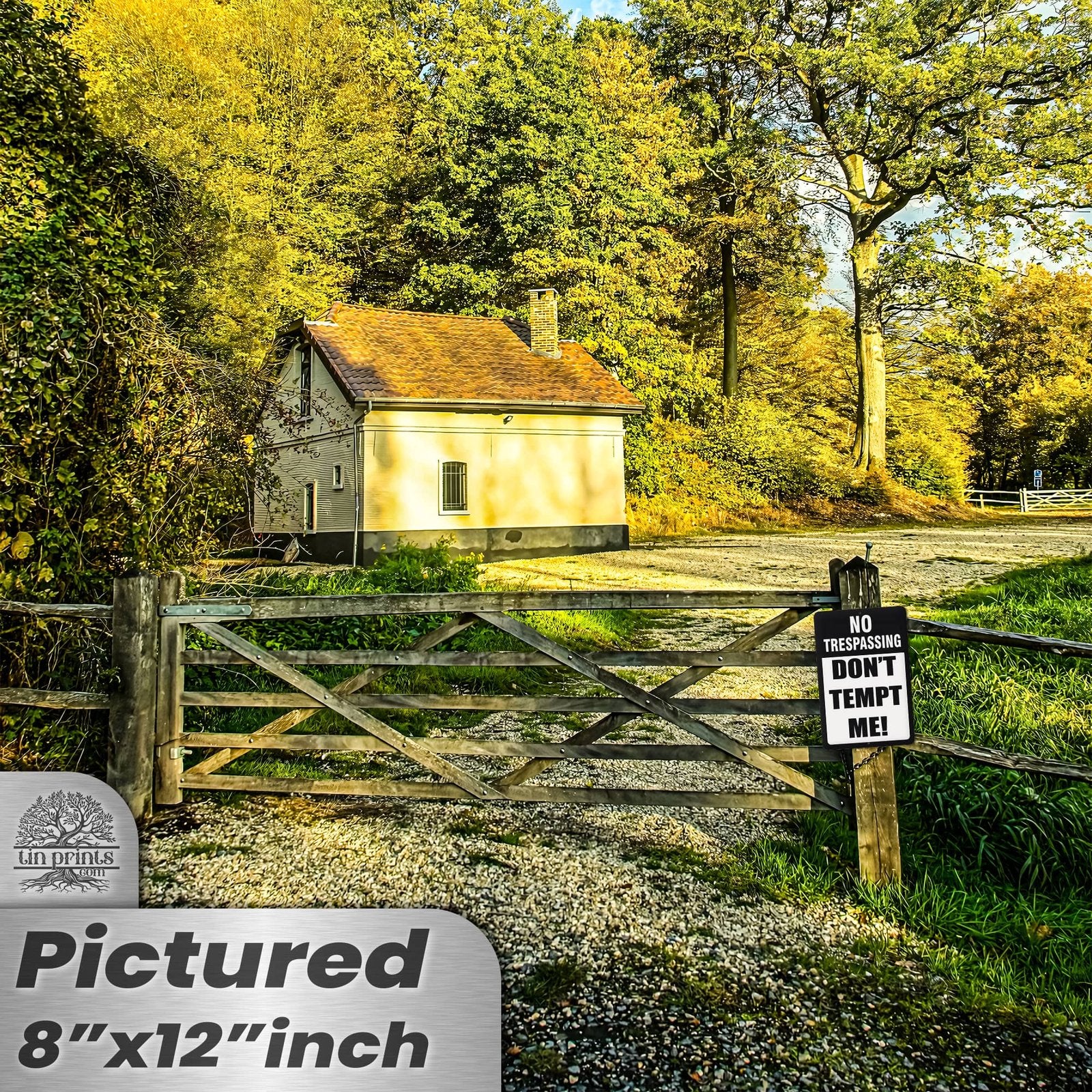 No Trespassing: Do Not Tempt Me Sign, Tin Metal 12x18, Rustproof Indoor/Outdoor