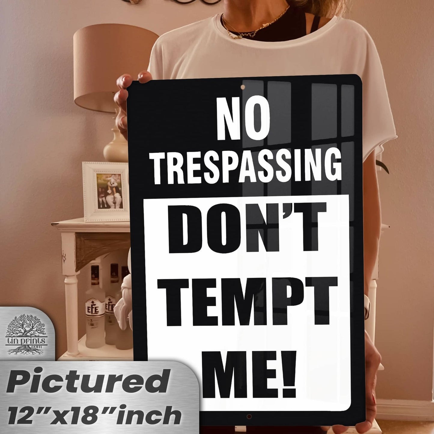 1024.dogs In Yard Do Not Enter Metal Tin Sign, 12x18 in, Indoor/Outdoor Decorative Sign - a4