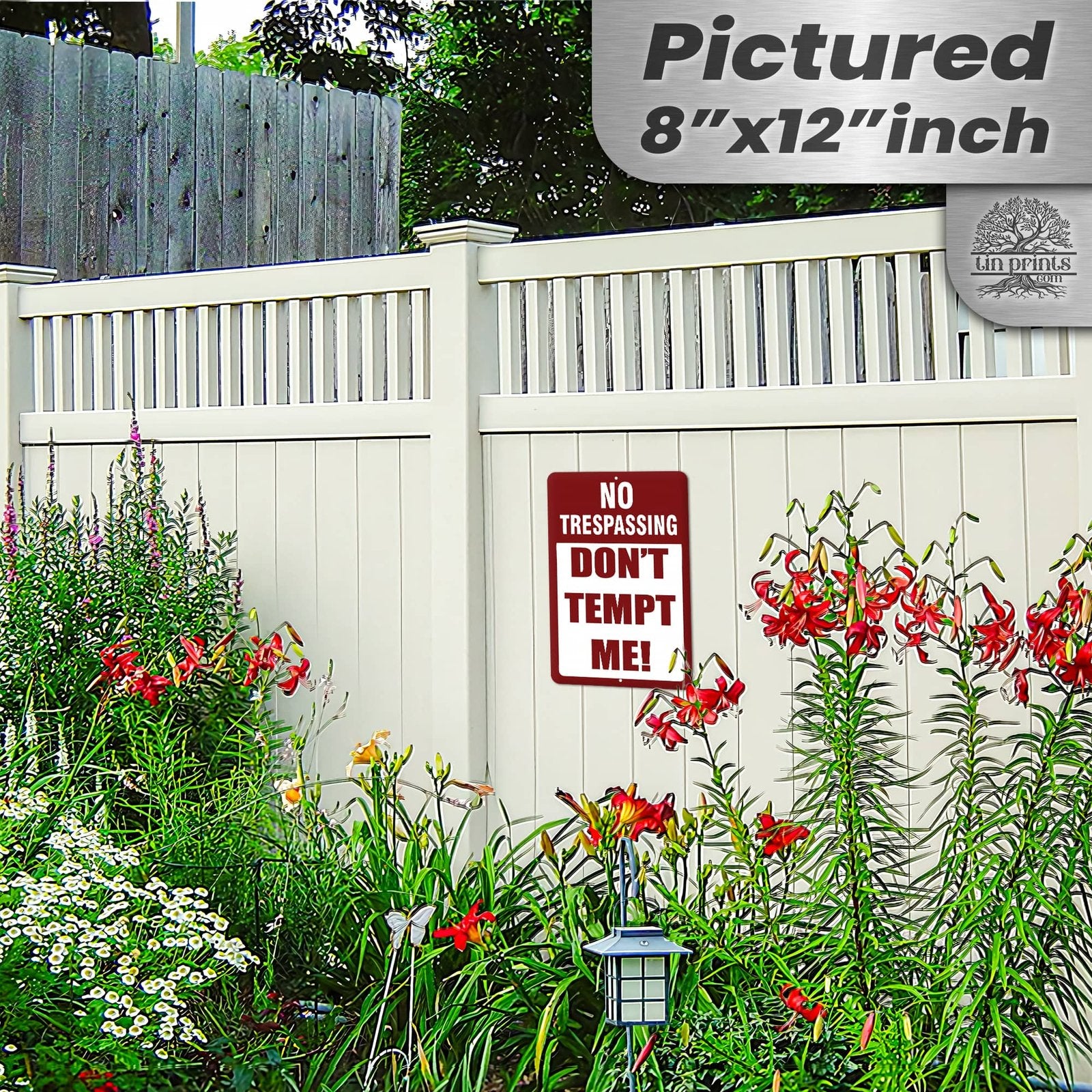 1024.dogs In Yard Do Not Enter Metal Tin Sign, 12x18 in, Indoor/Outdoor Decorative Sign - a4