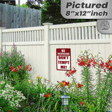 No Trespassing: Do Not Tempt Me Sign, Tin Metal 12x18, Rustproof Indoor/Outdoor