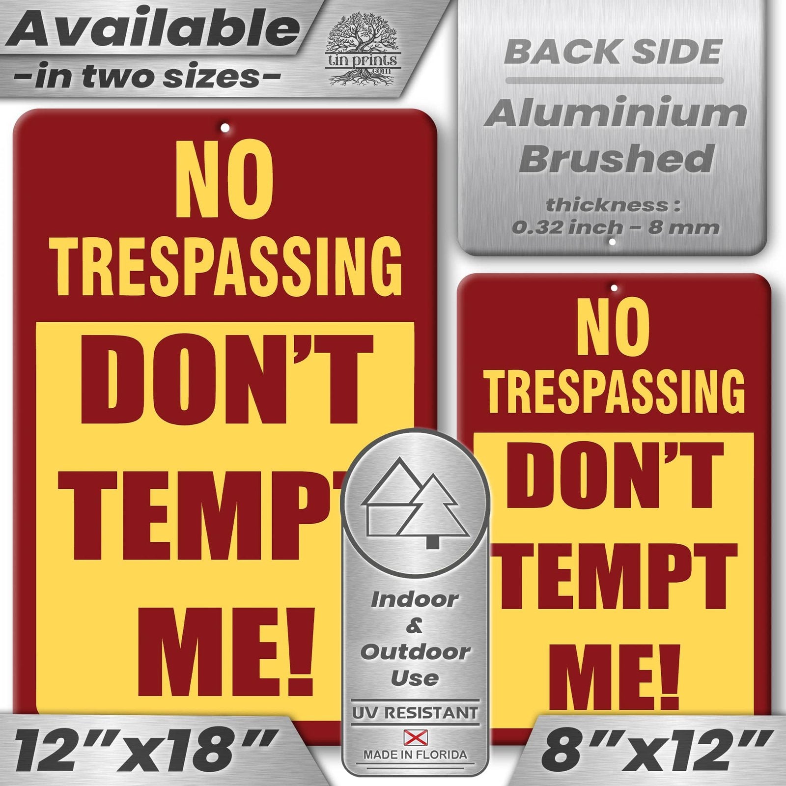 1024.dogs In Yard Do Not Enter Metal Tin Sign, 12x18 in, Indoor/Outdoor Decorative Sign - a4