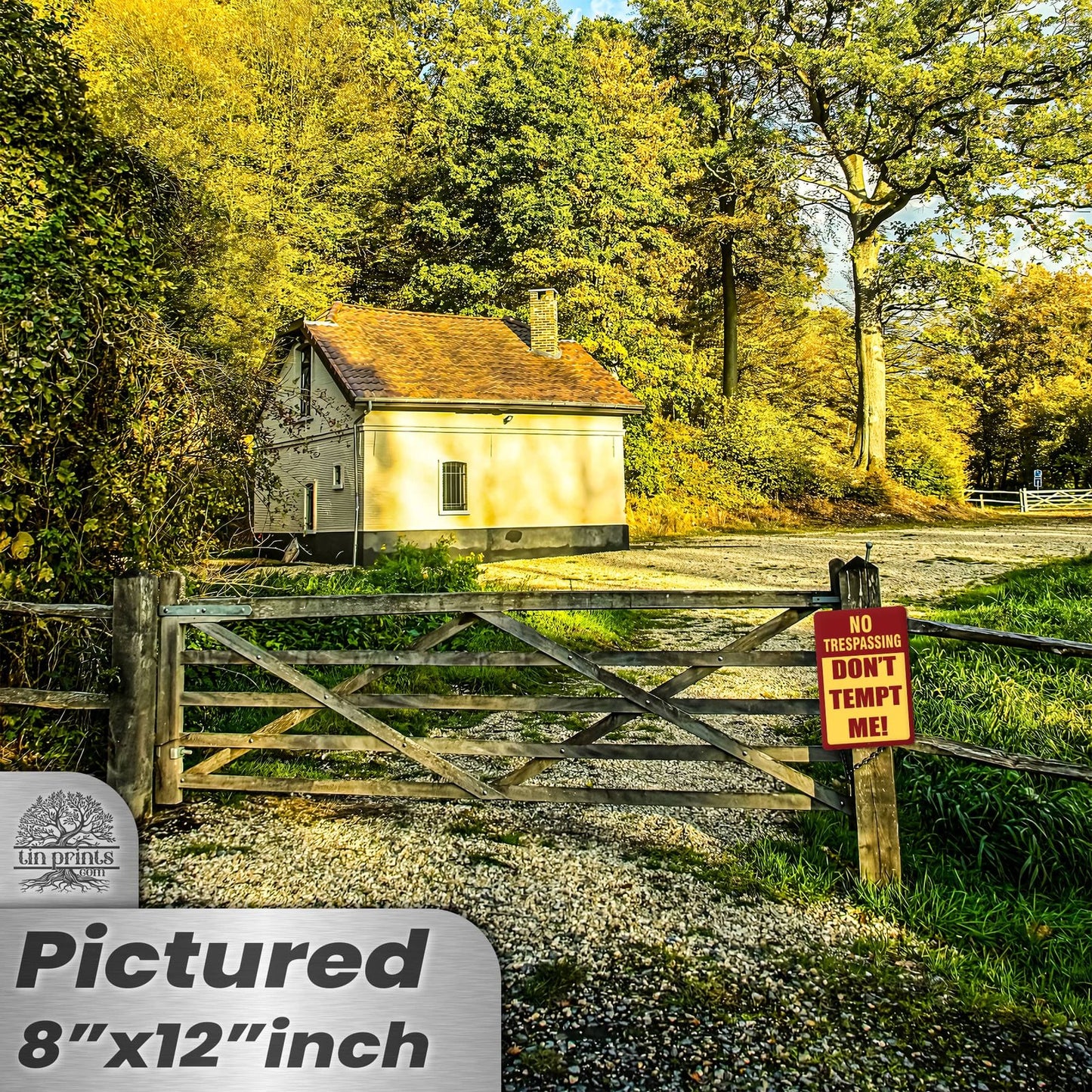 No Trespassing: Do Not Tempt Me Sign, Tin Metal 12x18, Rustproof Indoor/Outdoor