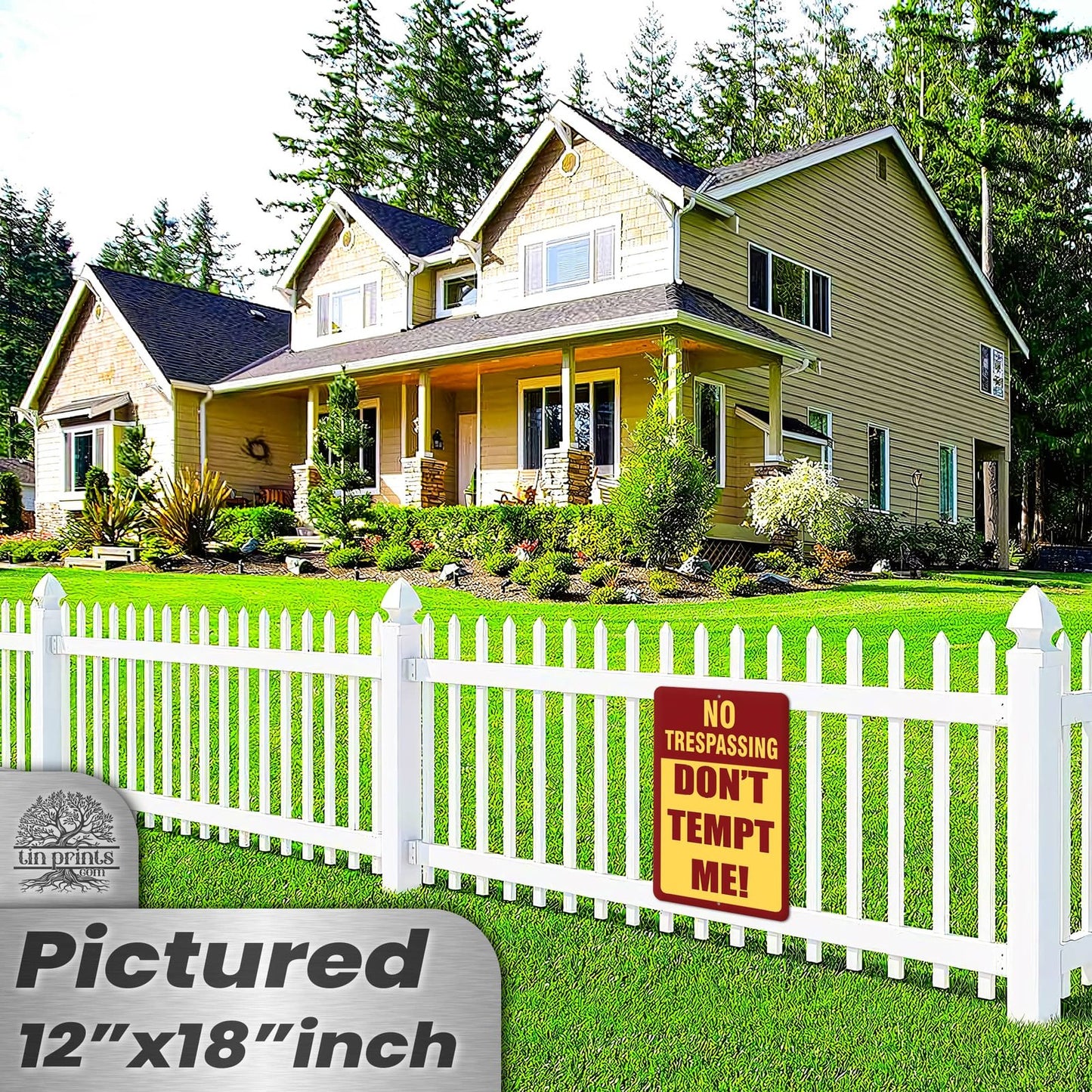 1024.dogs In Yard Do Not Enter Metal Tin Sign, 12x18 in, Indoor/Outdoor Decorative Sign - a4