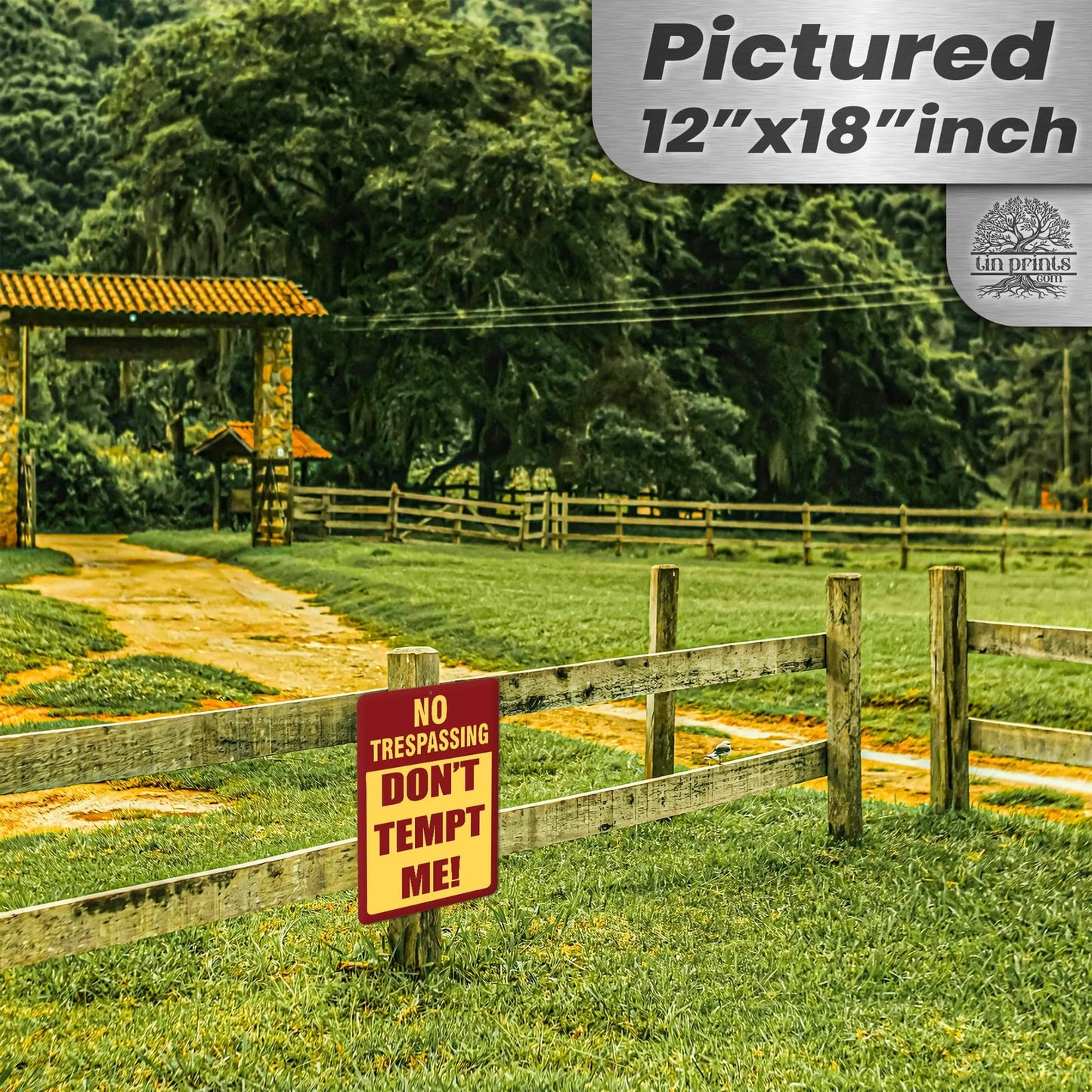 1024.dogs In Yard Do Not Enter Metal Tin Sign, 12x18 in, Indoor/Outdoor Decorative Sign - a4