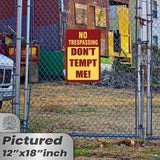 No Trespassing: Do Not Tempt Me Sign, Tin Metal 12x18, Rustproof Indoor/Outdoor