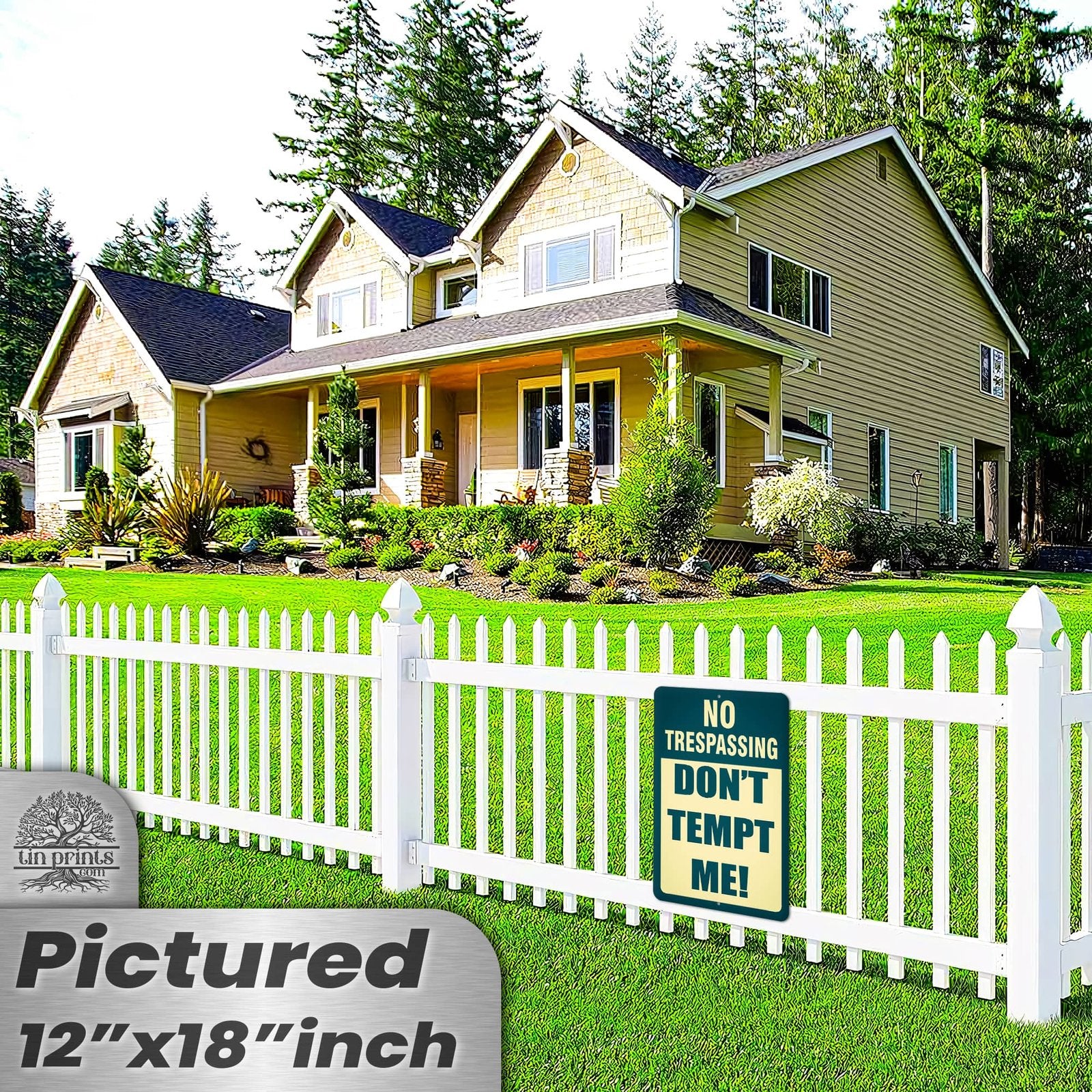 1024.dogs In Yard Do Not Enter Metal Tin Sign, 12x18 in, Indoor/Outdoor Decorative Sign - a4