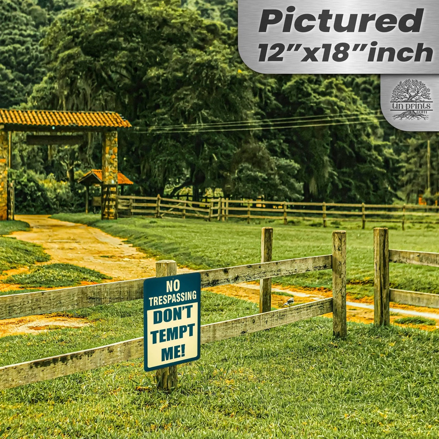 1024.dogs In Yard Do Not Enter Metal Tin Sign, 12x18 in, Indoor/Outdoor Decorative Sign - a4