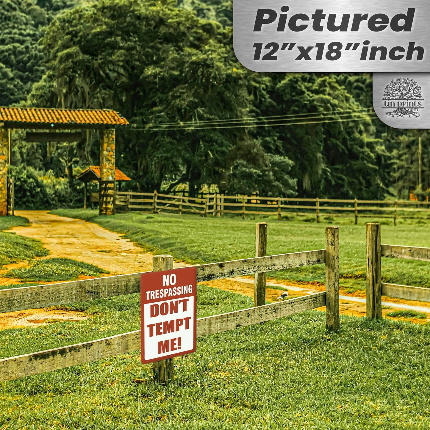 1024.dogs In Yard Do Not Enter Metal Tin Sign, 12x18 in, Indoor/Outdoor Decorative Sign - a4