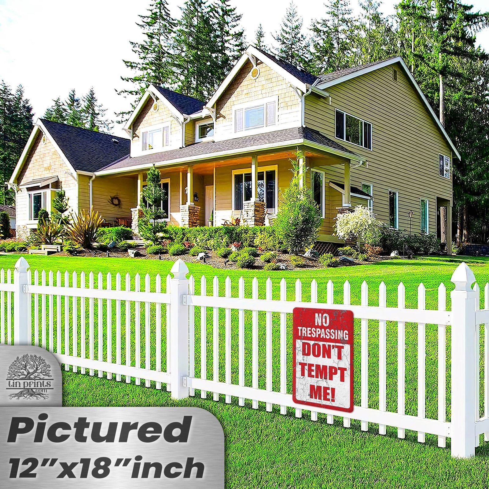 1024.dogs In Yard Do Not Enter Metal Tin Sign, 12x18 in, Indoor/Outdoor Decorative Sign - a4