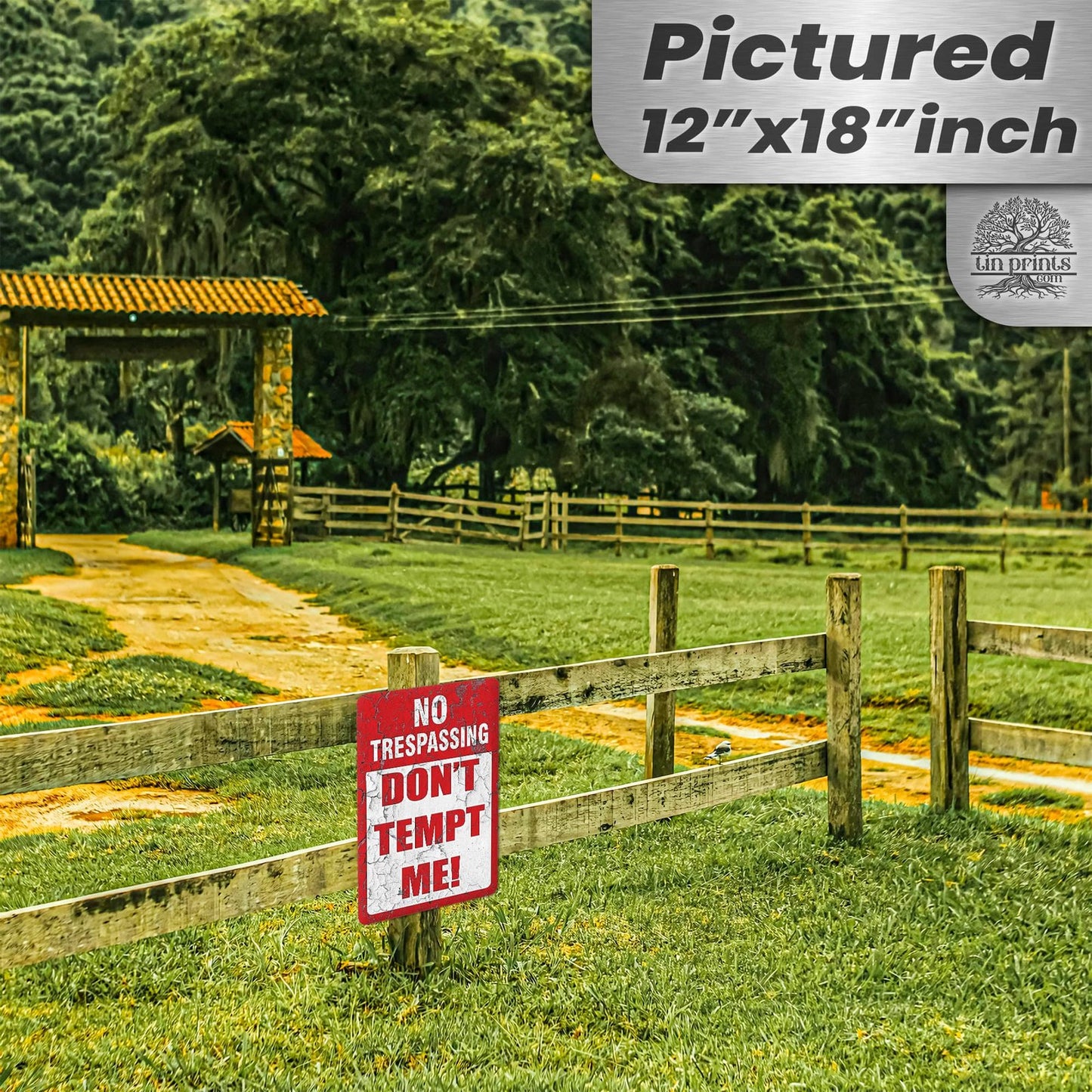 1024.dogs In Yard Do Not Enter Metal Tin Sign, 12x18 in, Indoor/Outdoor Decorative Sign - a4