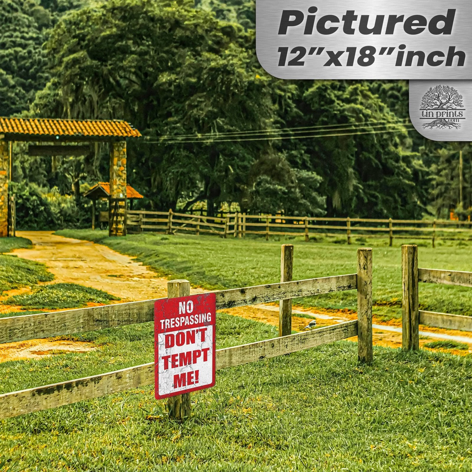 1024.dogs In Yard Do Not Enter Metal Tin Sign, 12x18 in, Indoor/Outdoor Decorative Sign - a4