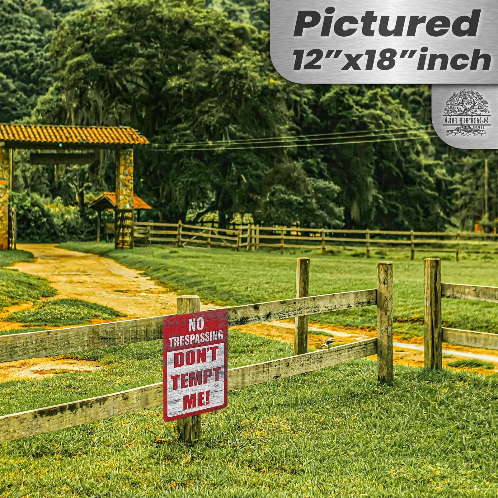 1024.dogs In Yard Do Not Enter Metal Tin Sign, 12x18 in, Indoor/Outdoor Decorative Sign - a4