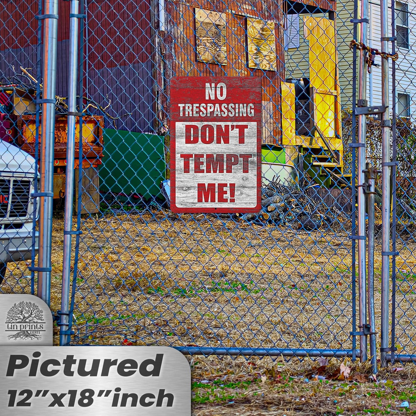 1024.dogs In Yard Do Not Enter Metal Tin Sign, 12x18 in, Indoor/Outdoor Decorative Sign - a4