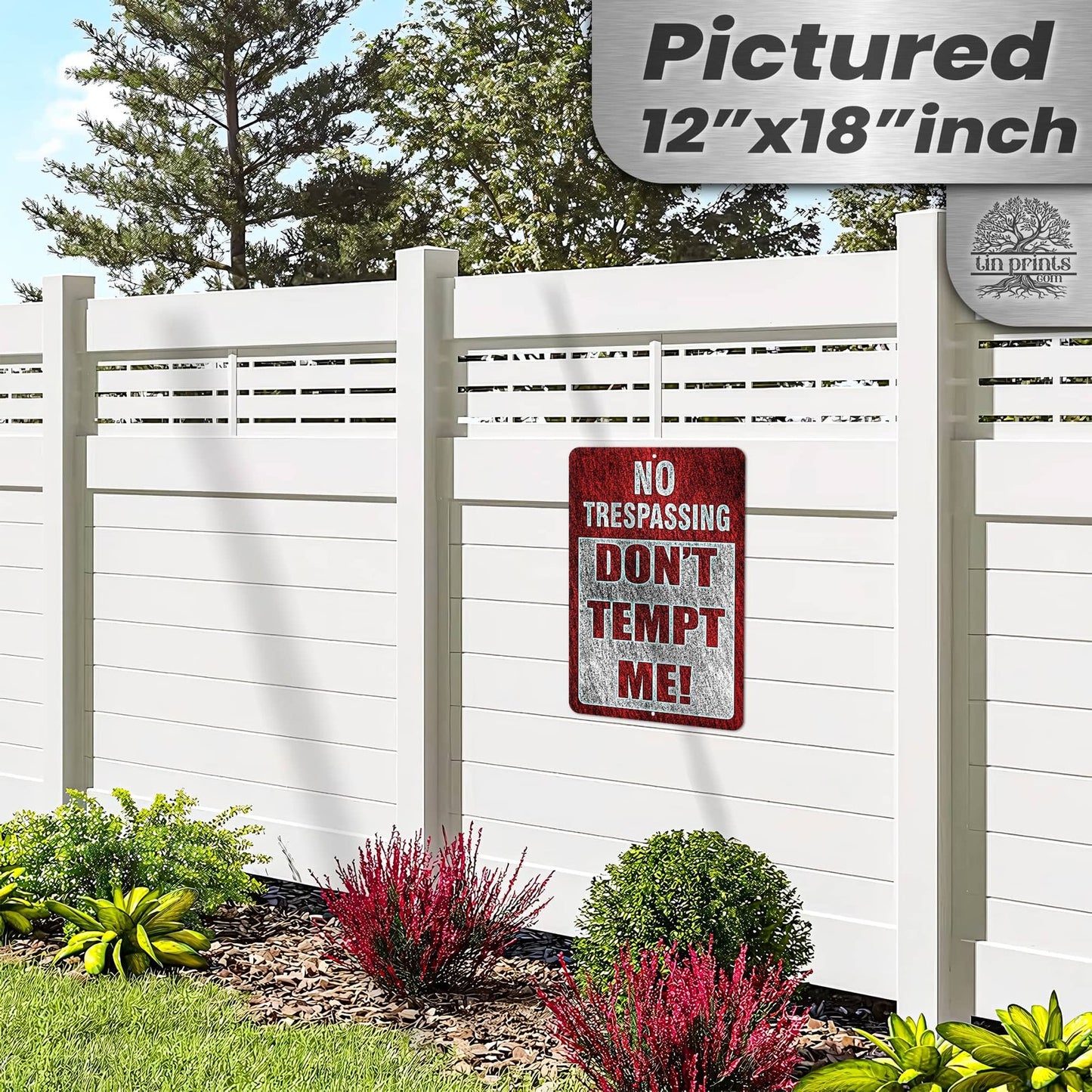 1024.dogs In Yard Do Not Enter Metal Tin Sign, 12x18 in, Indoor/Outdoor Decorative Sign - a4