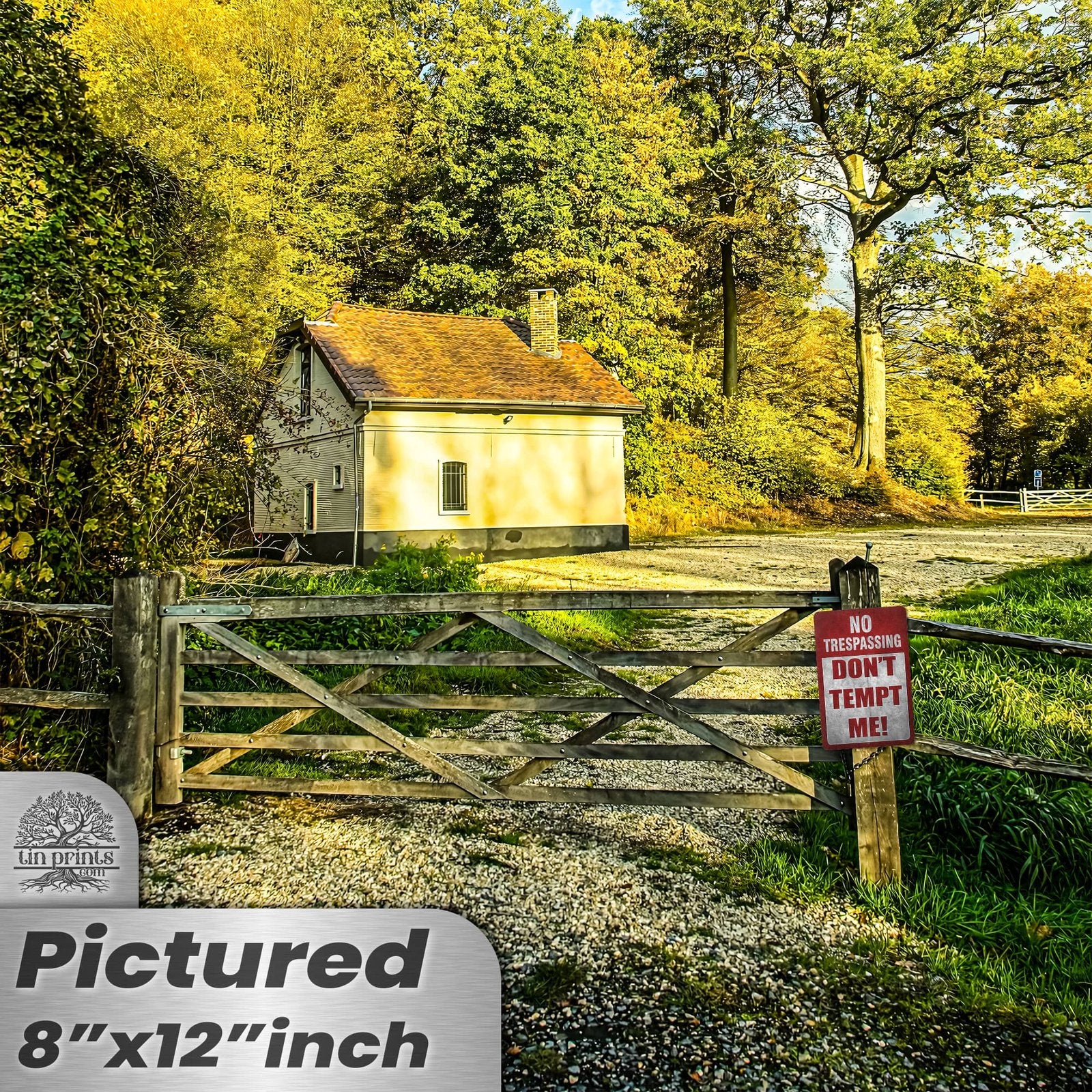 No Trespassing: Do Not Tempt Me Sign, Tin Metal 12x18, Rustproof Indoor/Outdoor