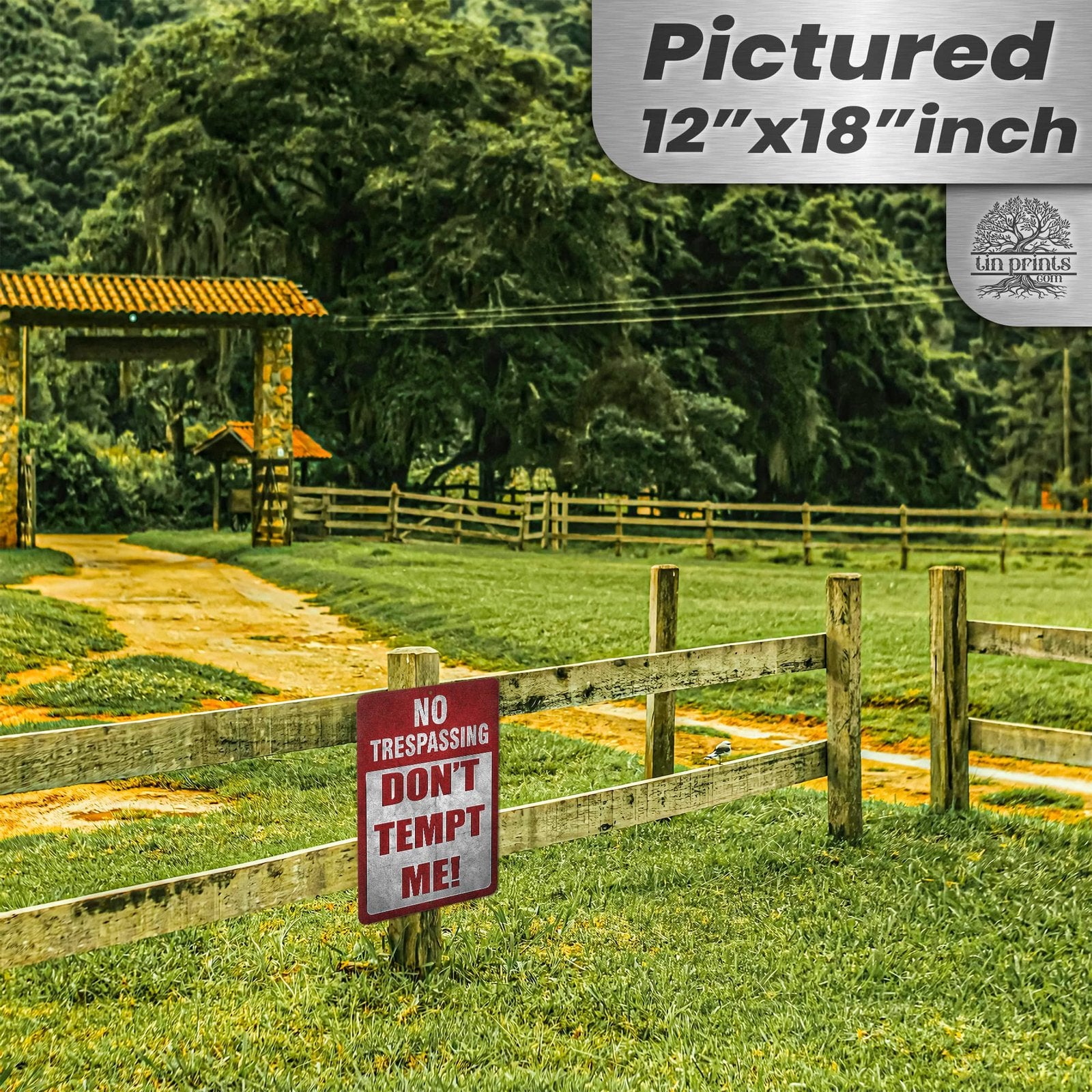 1024.dogs In Yard Do Not Enter Metal Tin Sign, 12x18 in, Indoor/Outdoor Decorative Sign - a4