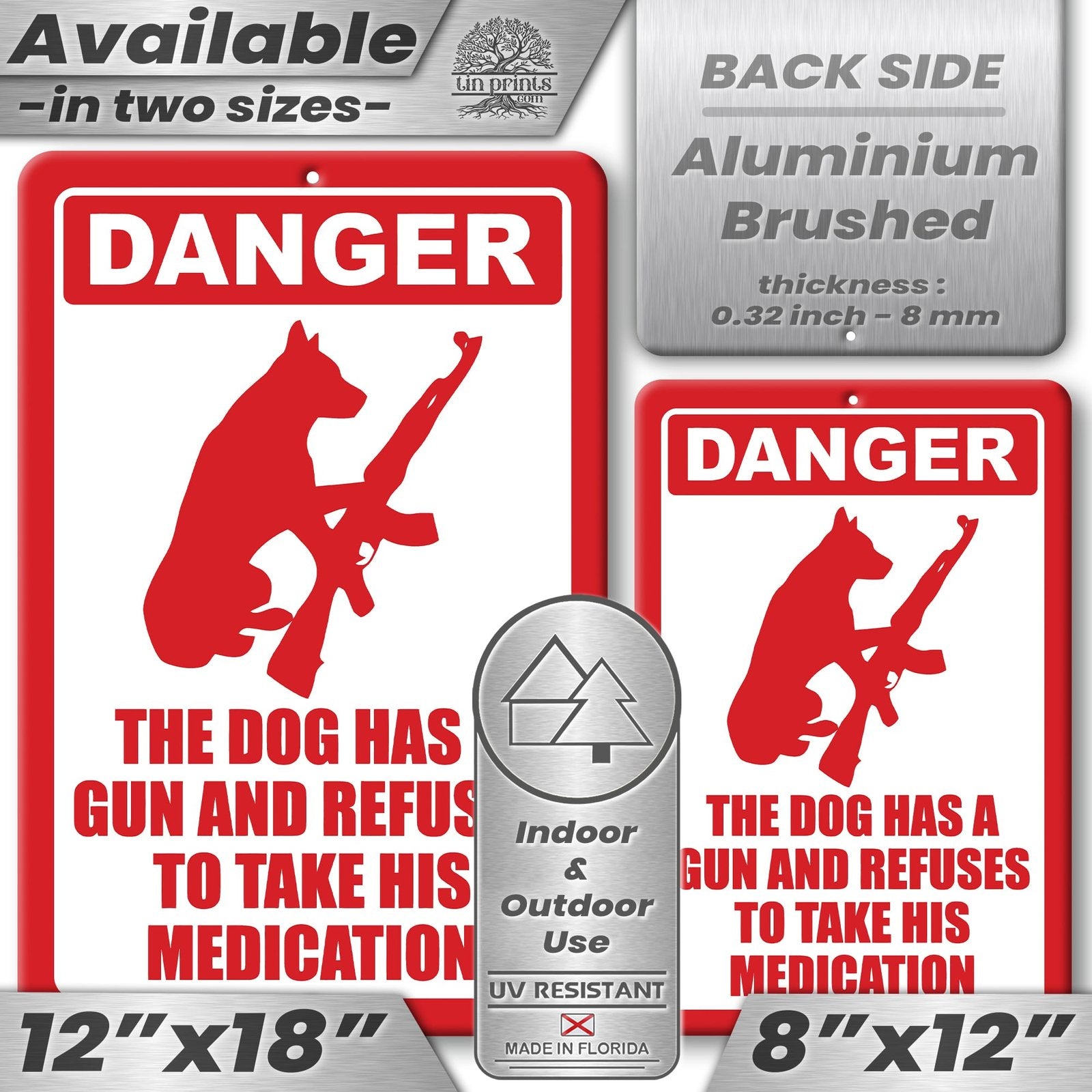 Dog Has A Gun No Trespassing - Funny Security Sign 2