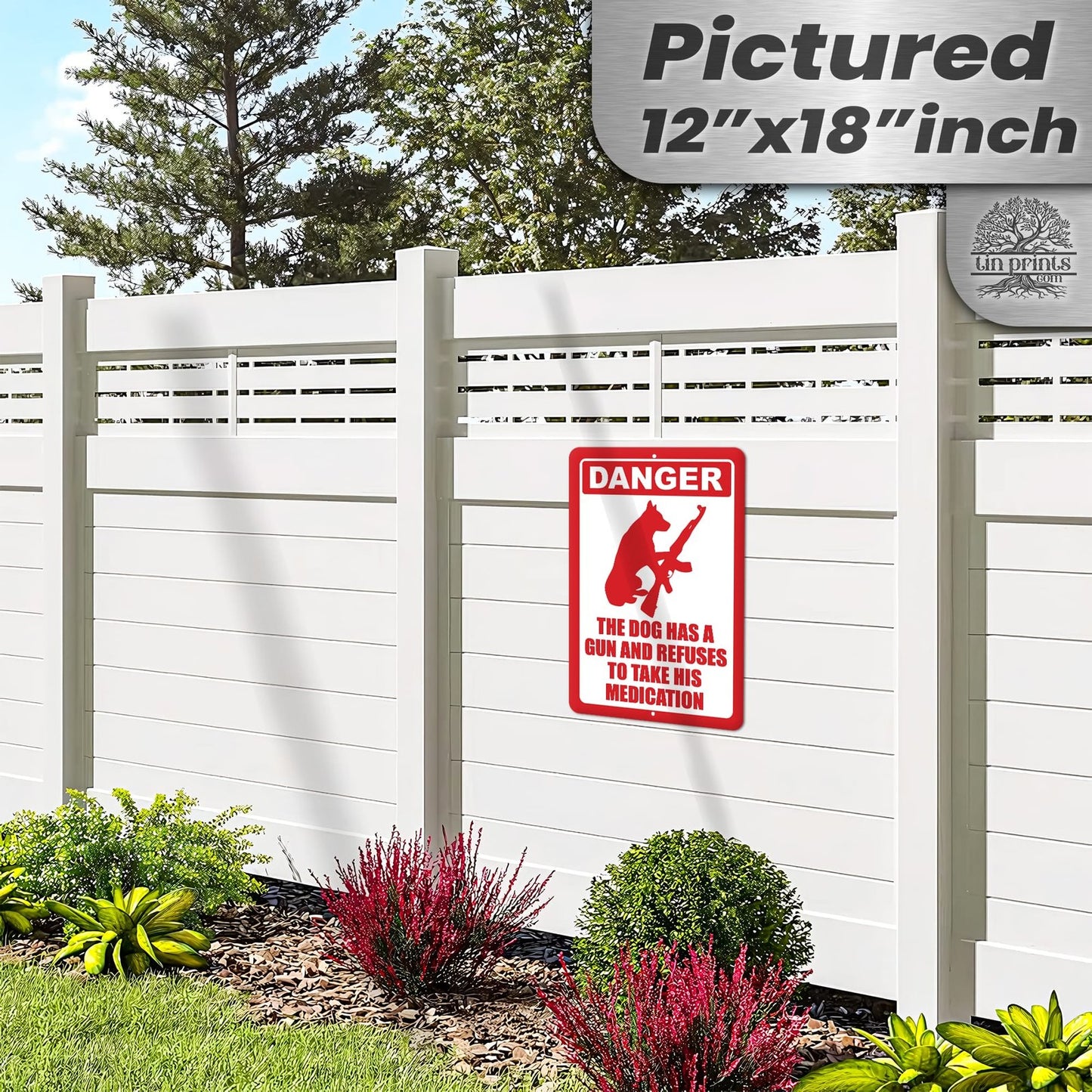 Dog Has A Gun No Trespassing - Funny Security Sign 13