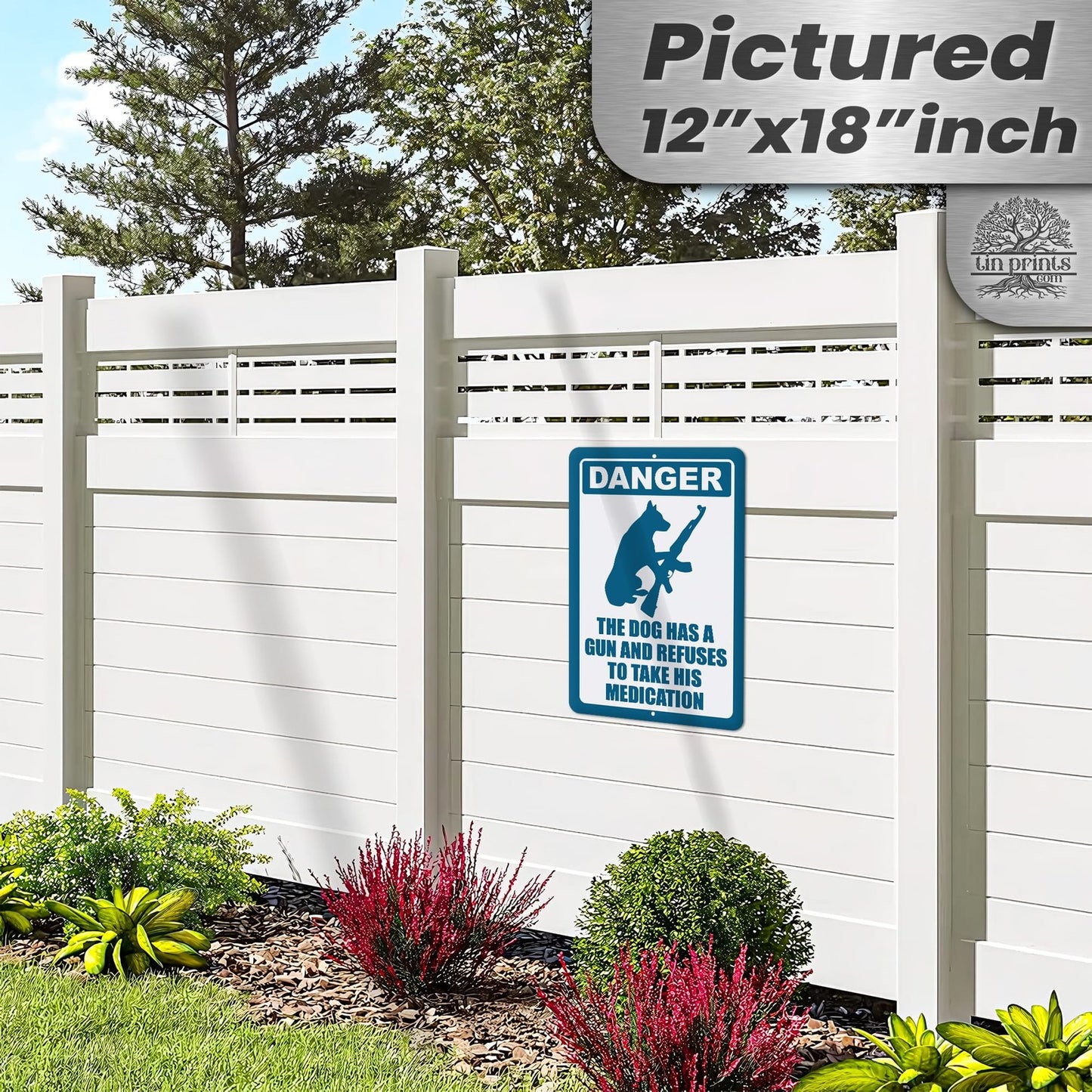 Dog Has A Gun No Trespassing - Funny Security Sign 29