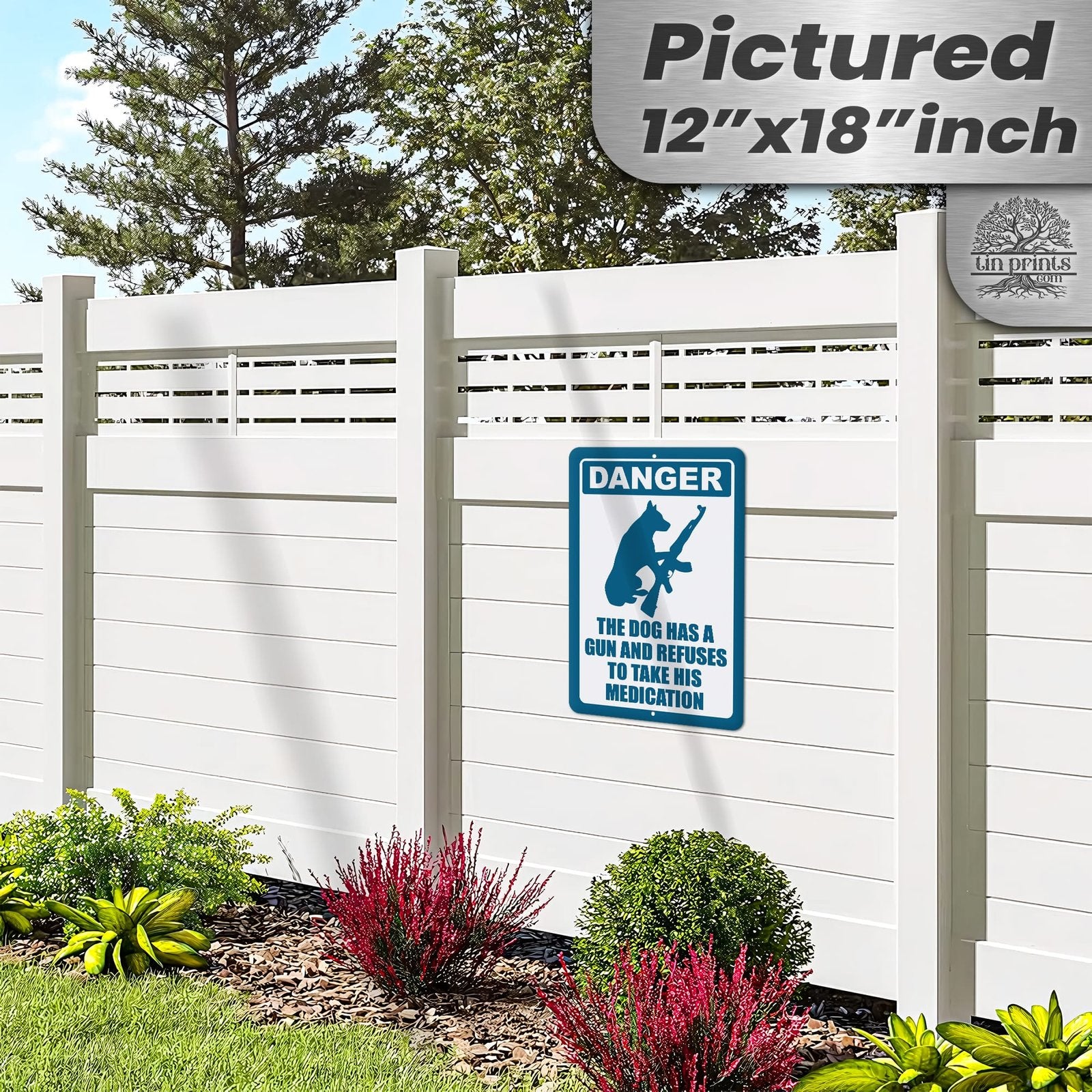 Dog Has A Gun No Trespassing - Funny Security Sign 29