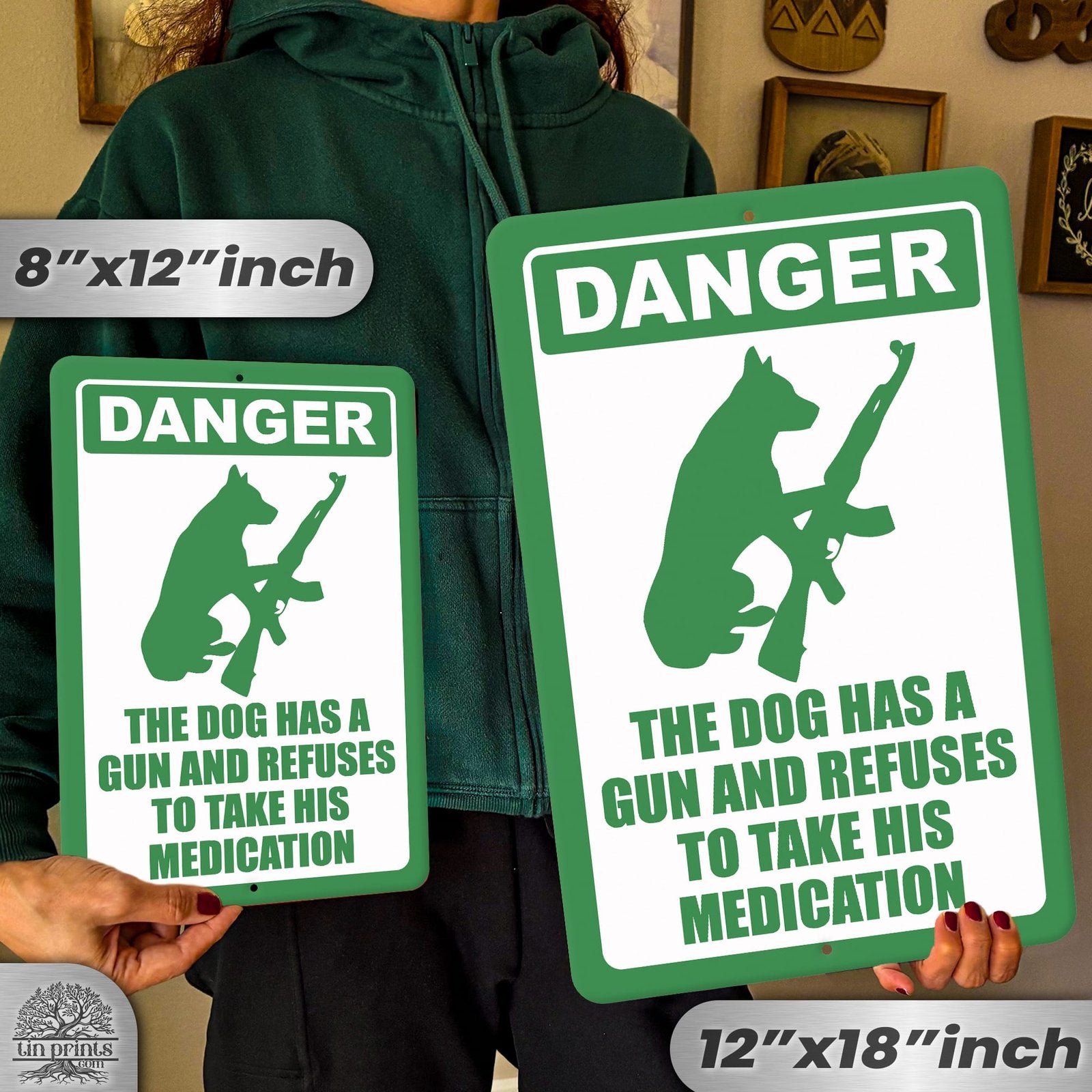 Dog Has A Gun No Trespassing - Funny Security Sign 36