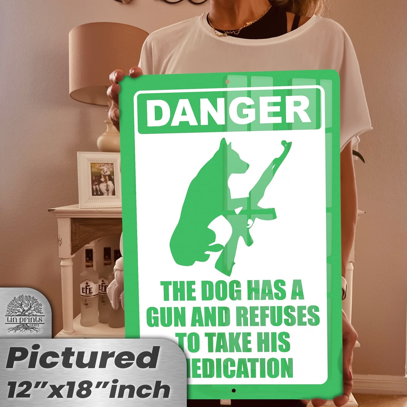 Dog Has A Gun No Trespassing - Funny Security Sign 43