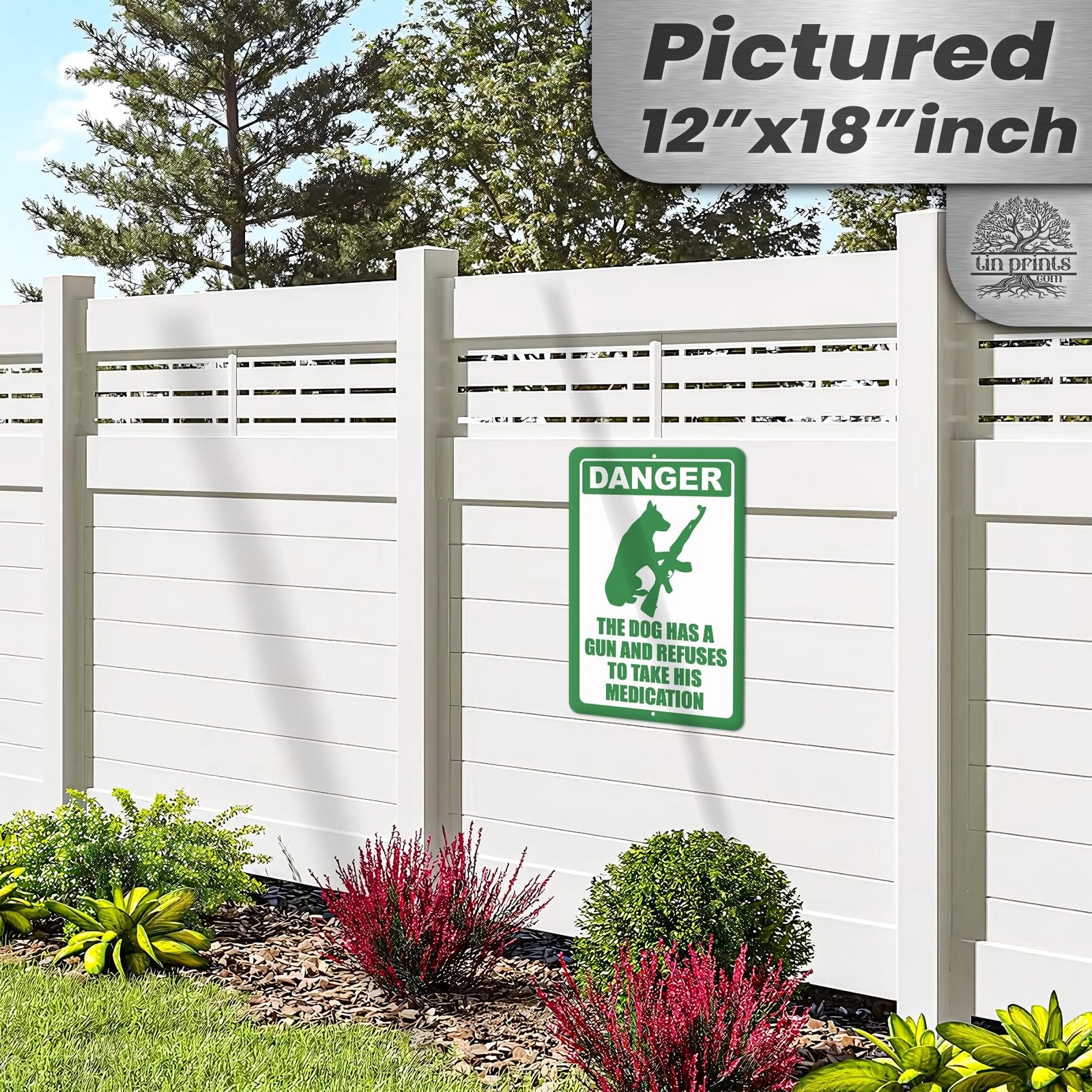 Dog Has A Gun No Trespassing - Funny Security Sign 45