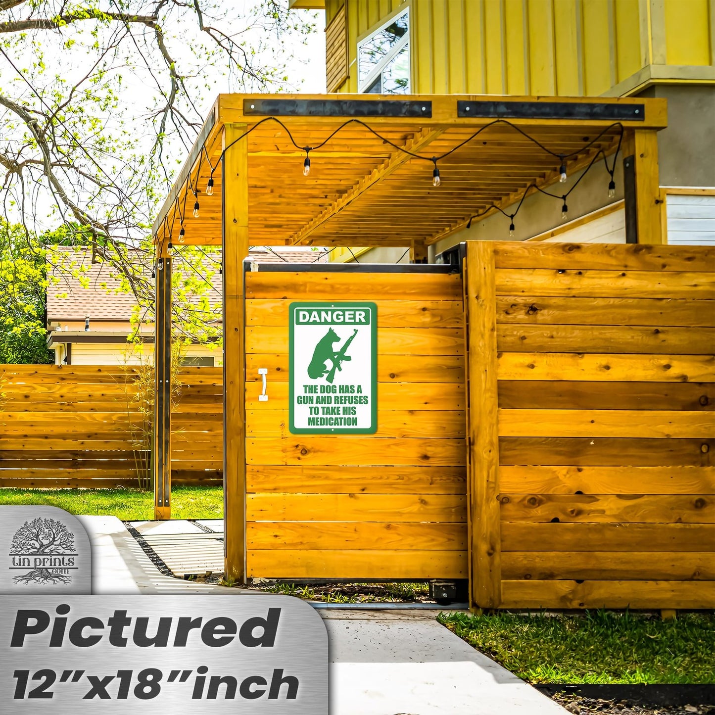 Dog Has A Gun No Trespassing - Funny Security Sign 47