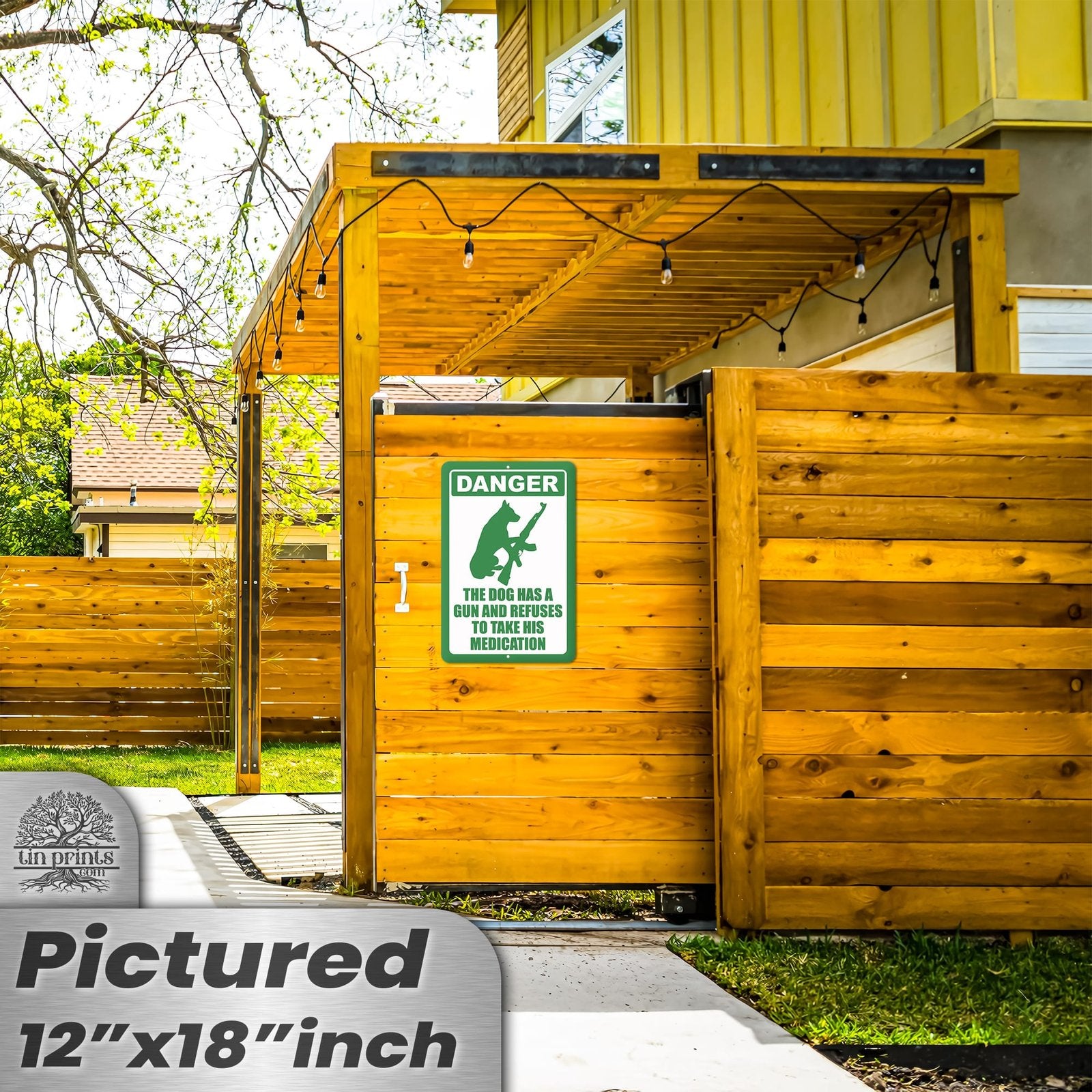 Dog Has A Gun No Trespassing - Funny Security Sign 47