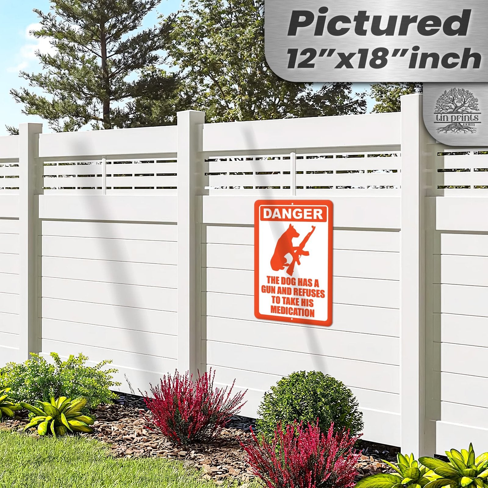 Dog Has A Gun No Trespassing - Funny Security Sign 61