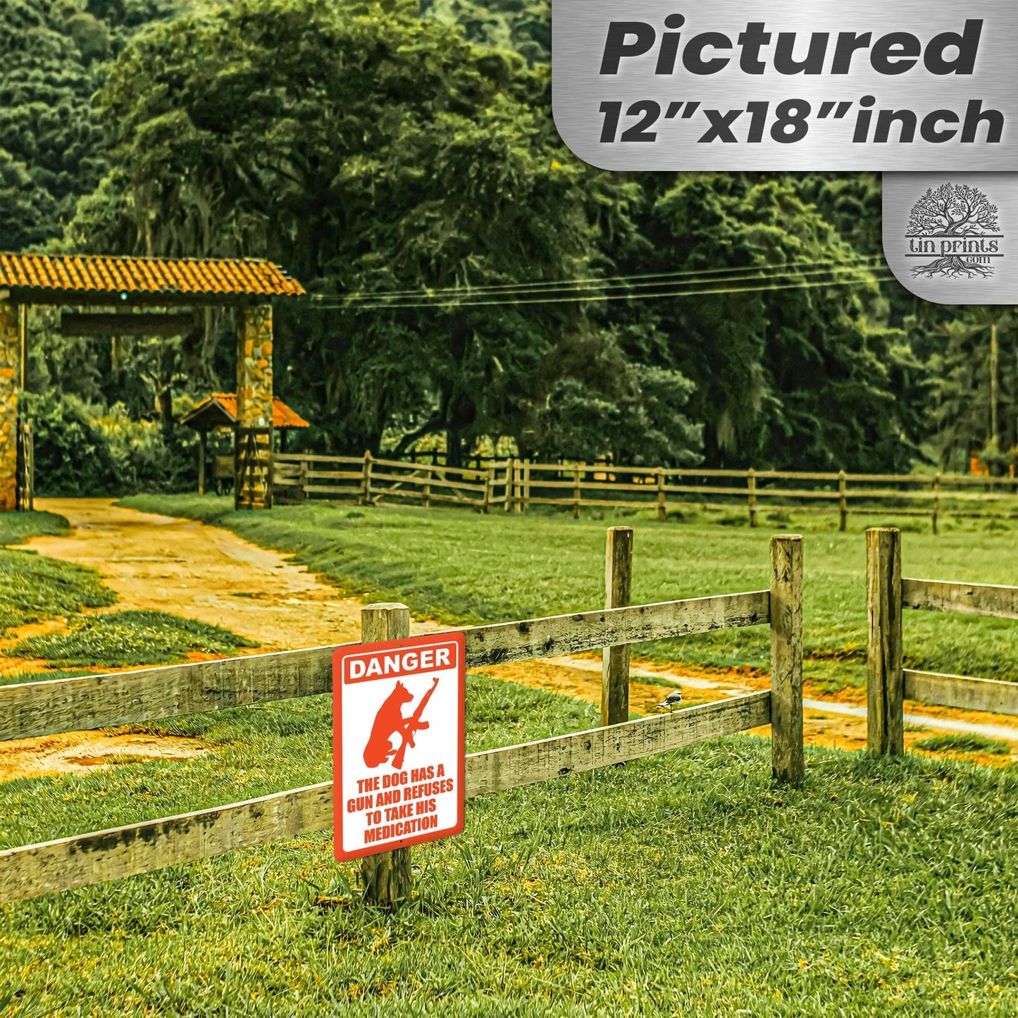 Dog Has A Gun No Trespassing - Funny Security Sign 62